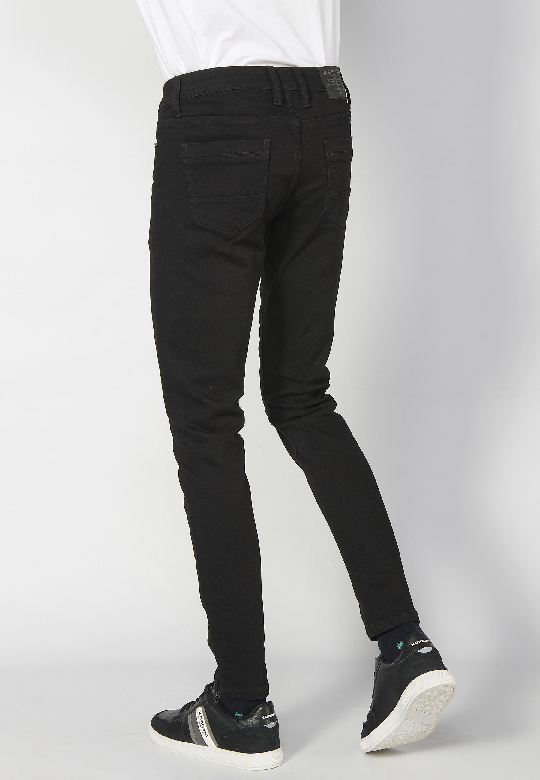 Pantalons llargs jeans super skinny fit amb cinc butxaques color Denim Negre per a Home