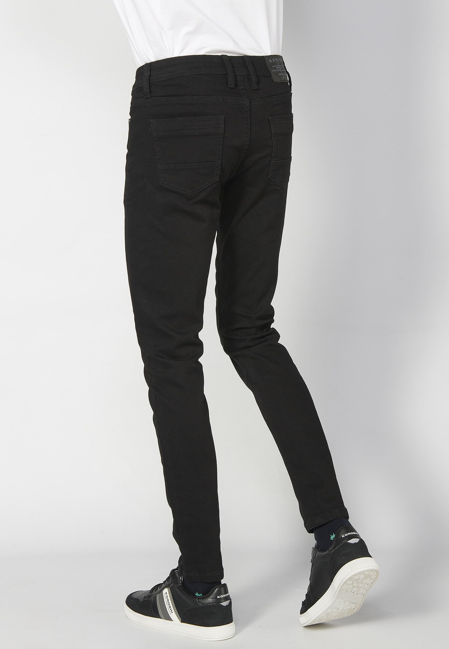 Long super skinny fit jeans with five pockets in Black Denim for Men