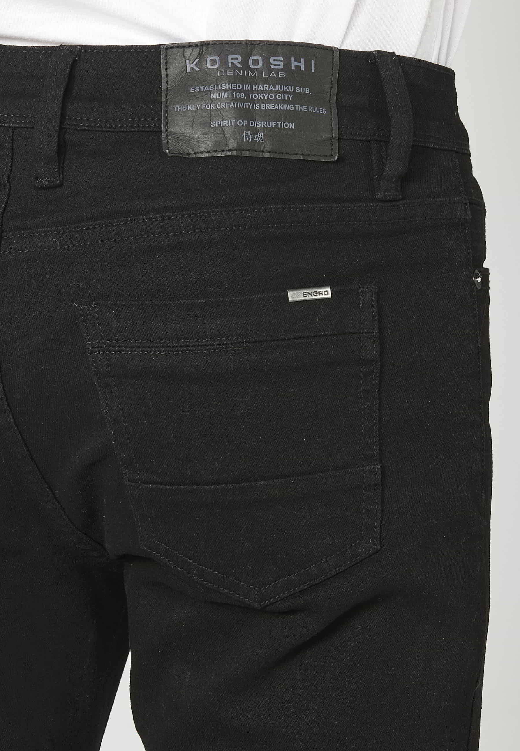 Pantalons llargs jeans super skinny fit amb cinc butxaques color Denim Negre per a Home