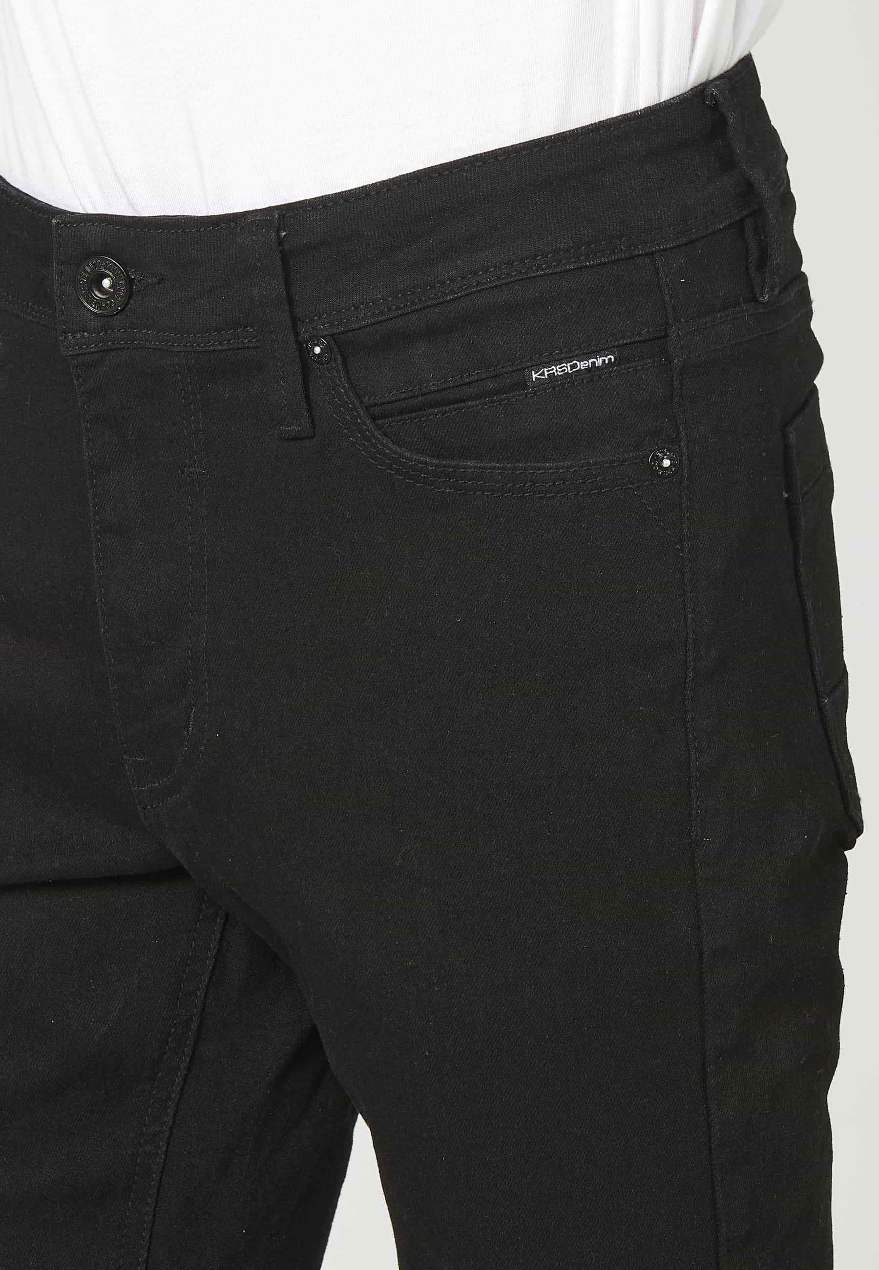 Long super skinny fit jeans with five pockets in Black Denim for Men