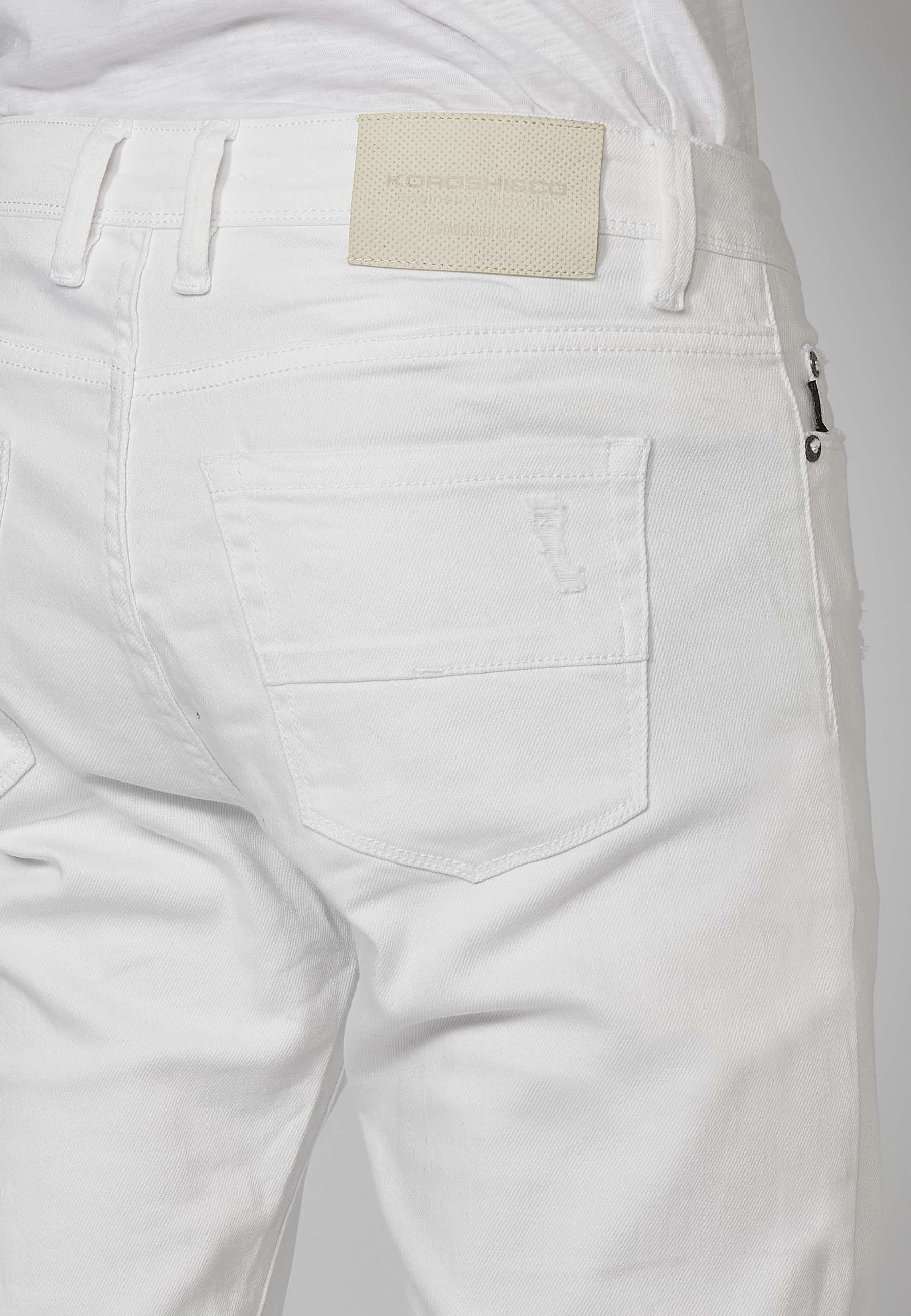 Pantalón largo super skinny detalles rotos color Blanco para Hombre 5