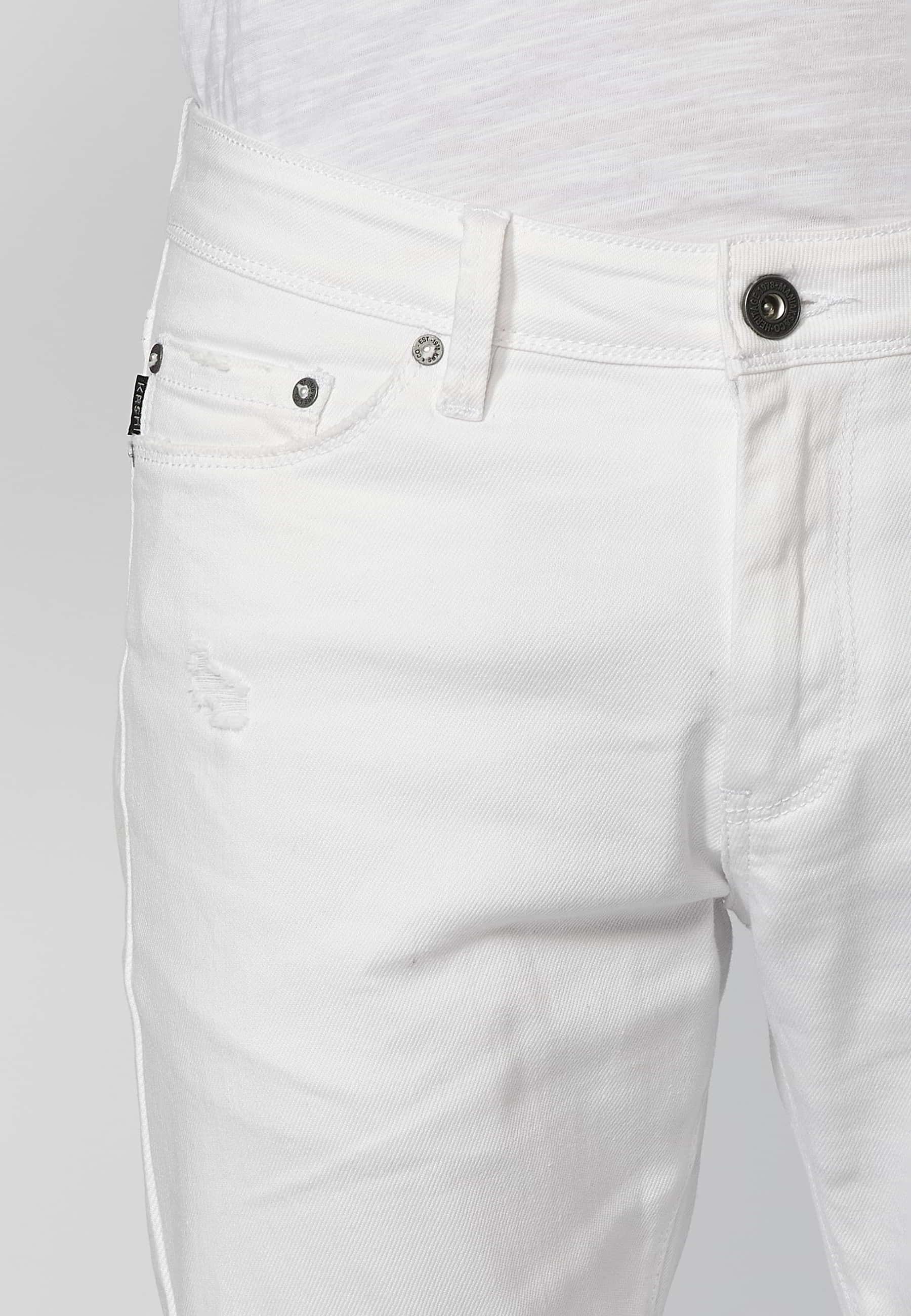 Pantalon long super skinny avec détails cassés de couleur Blanc pour Homme 1