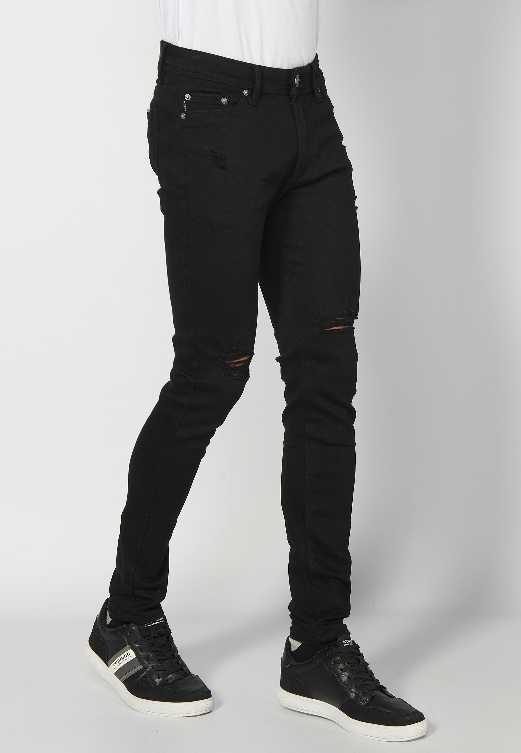 Pantalons llargs super skinny, amb cinc butxaques, color Negre per a Home 6