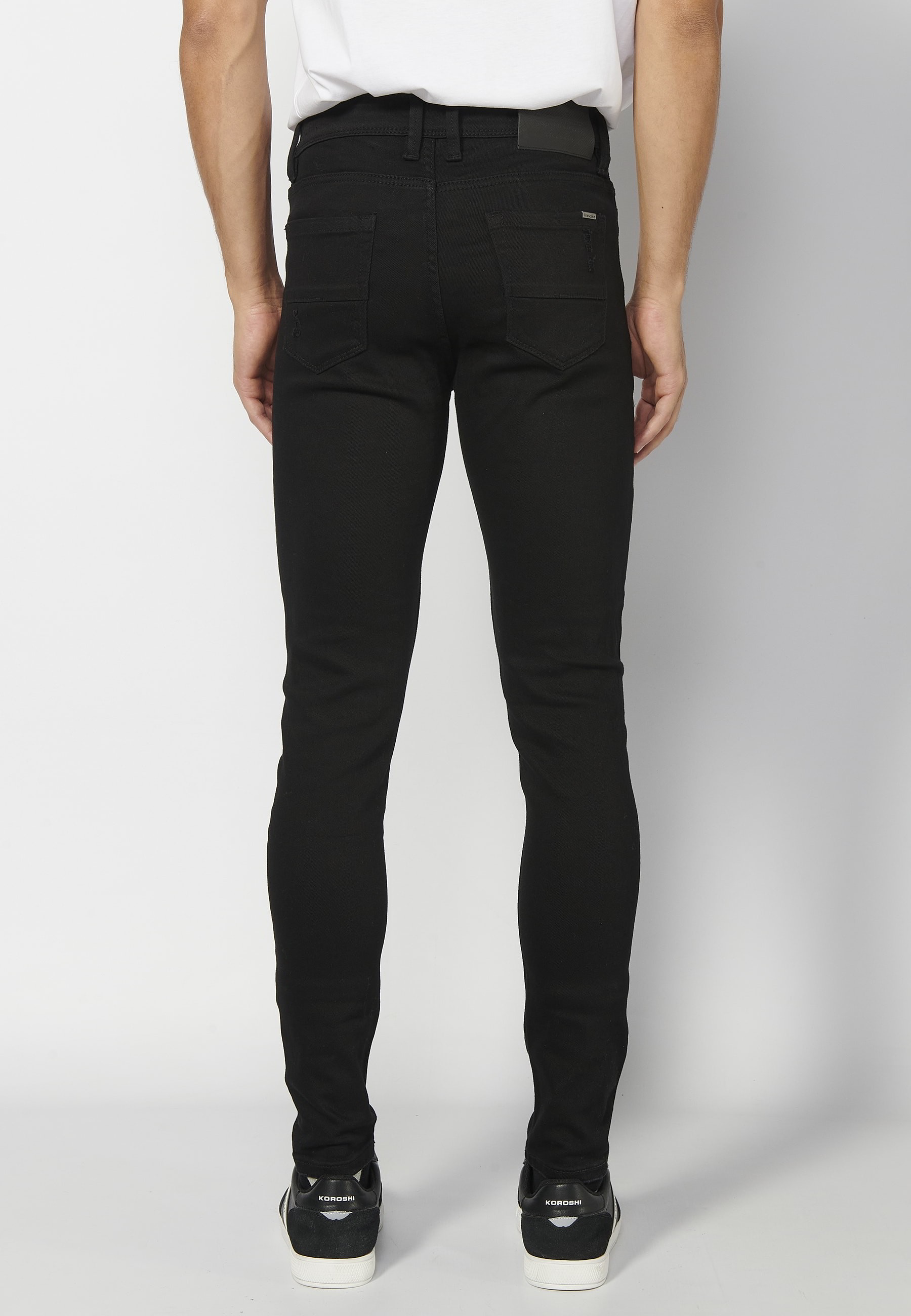 Pantalons llargs super skinny, amb cinc butxaques, color Negre per a Home 4