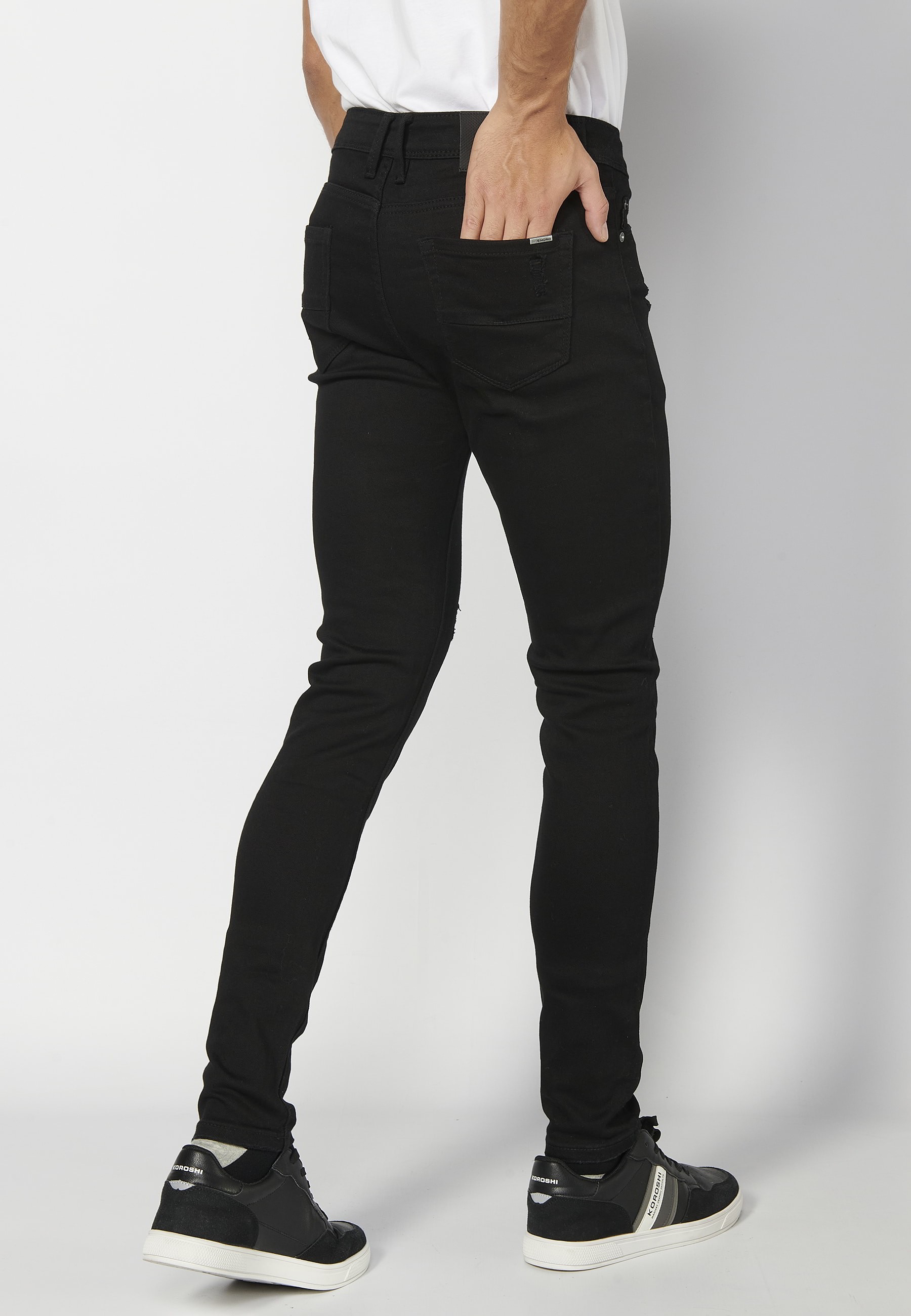 Pantalons llargs super skinny, amb cinc butxaques, color Negre per a Home 5