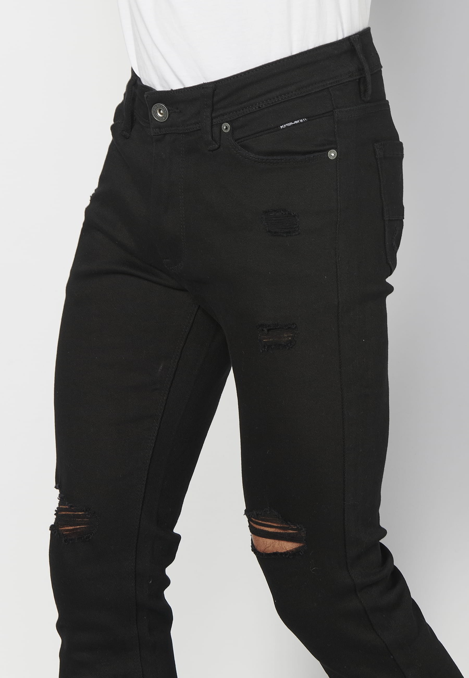 Pantalón largo super skinny, con cinco bolsillos, color Negro para Hombre 1
