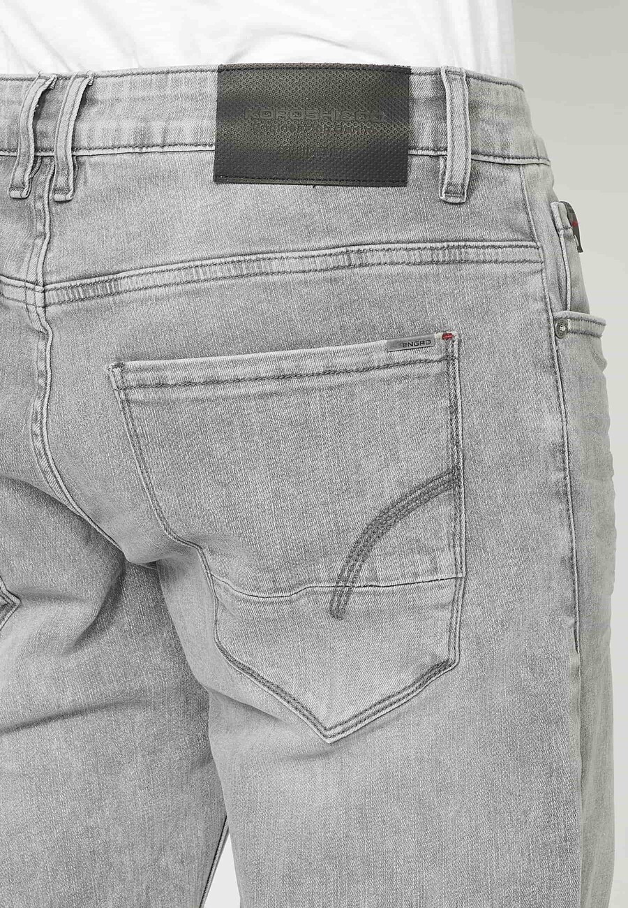 Pantalon long stretch gris cinq poches coupe classique pour Homme 6