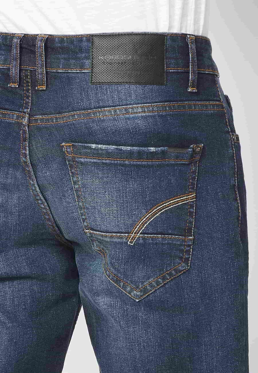 Pantalón largo jeans straigth regular fit, color Azul Medio, para hombres 6