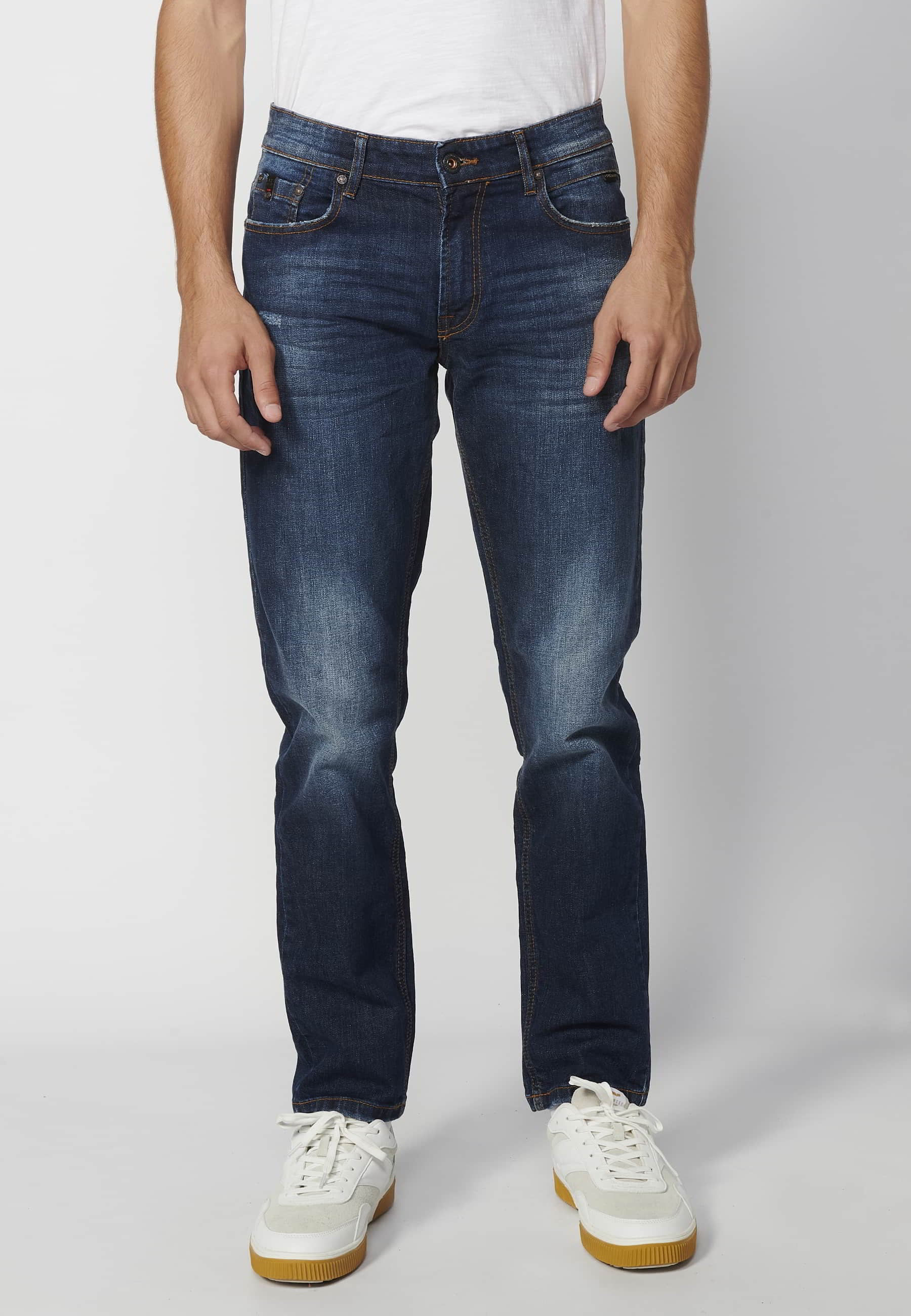 Regular fit stretch jeans, Medium Blue color, for men