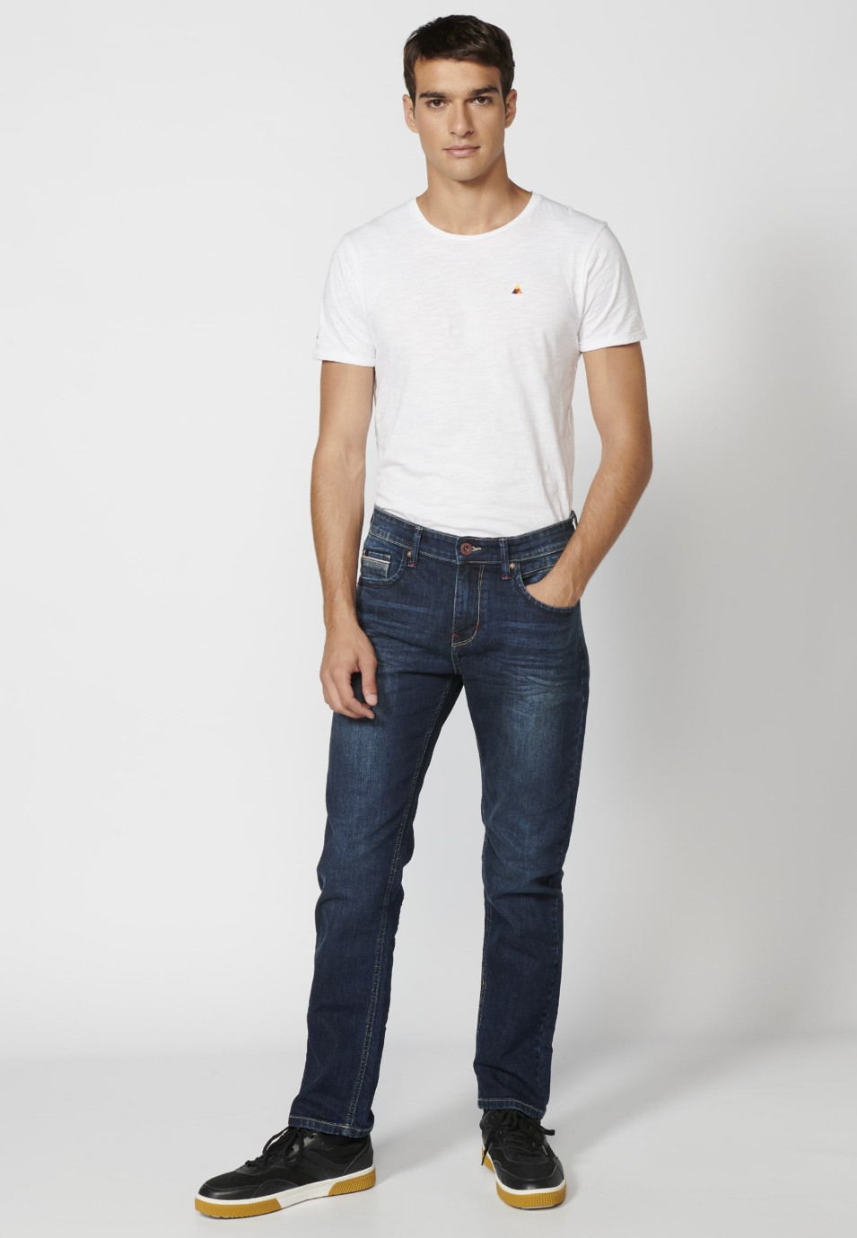 Pantalón jeans straigth regular fit color azul oscuro para hombre | Ropa Casual