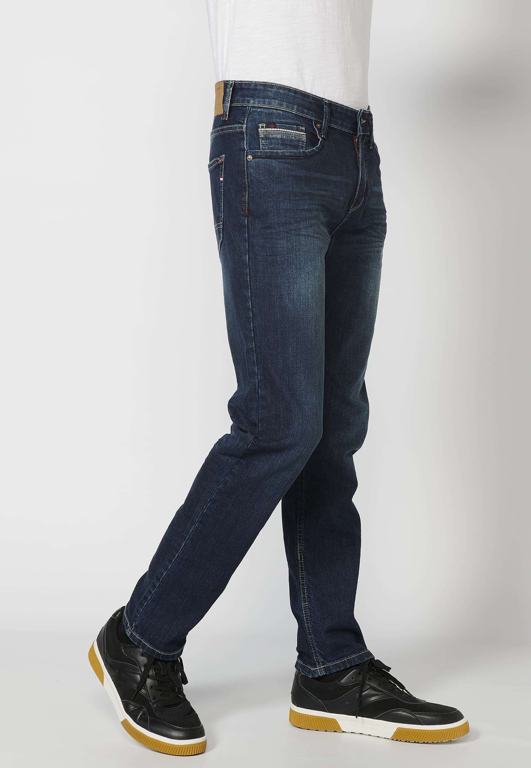 Dunkelblaue Stretch-Jeans mit normaler Passform für Herren