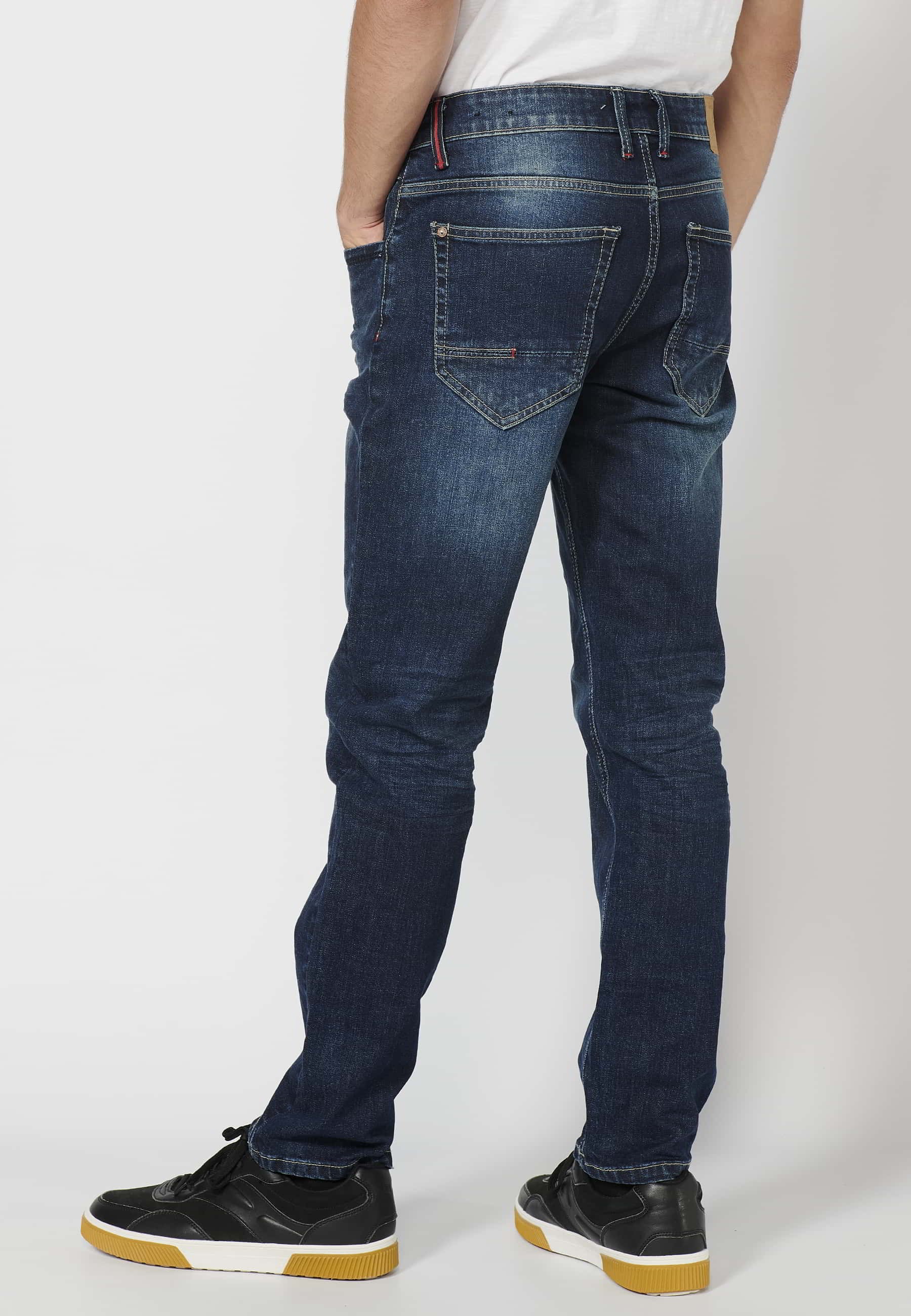 Dark Blue Stretch Regular Fit Jeans for Men
