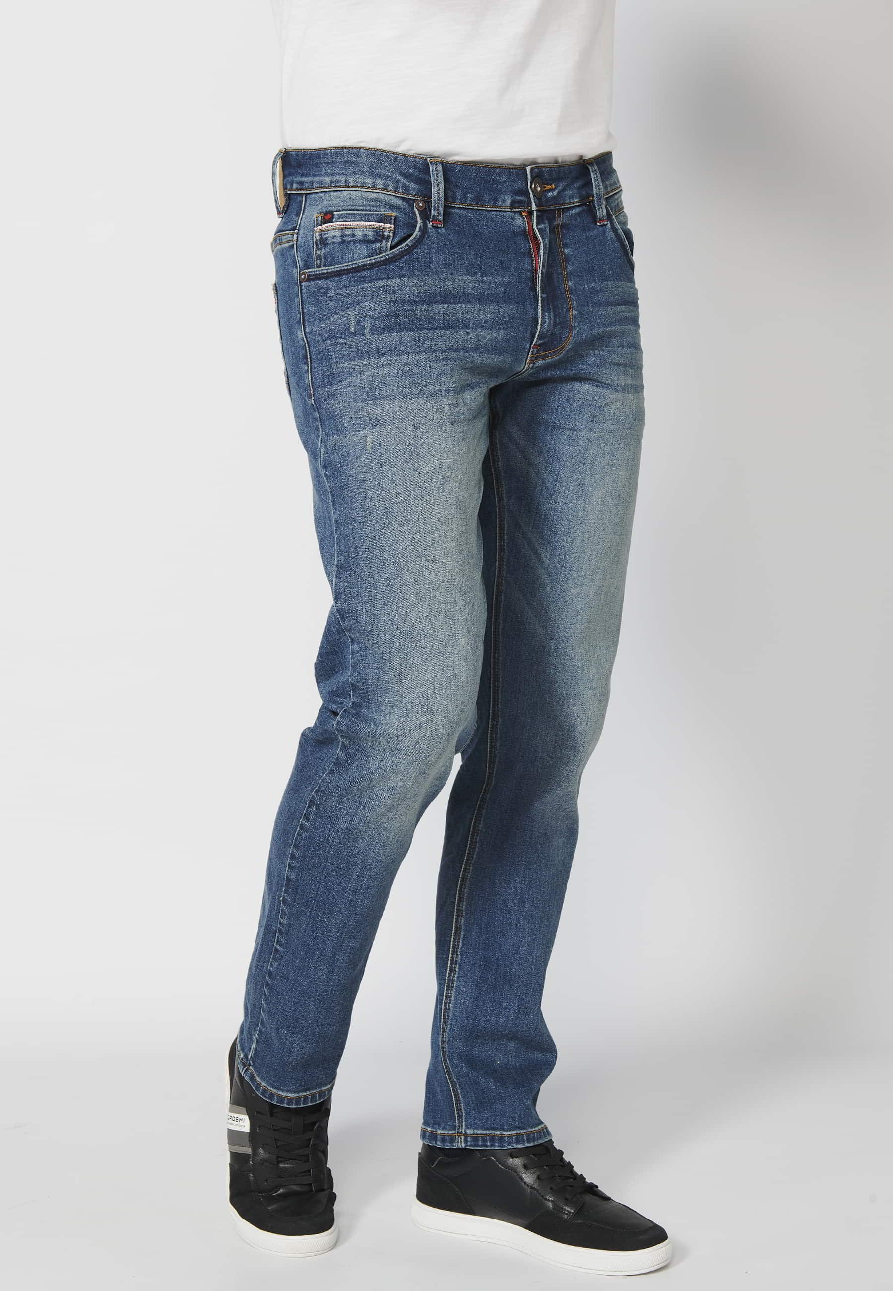 Pantalons llargs jeans strech regular fit amb cinc butxaques color blau per a home