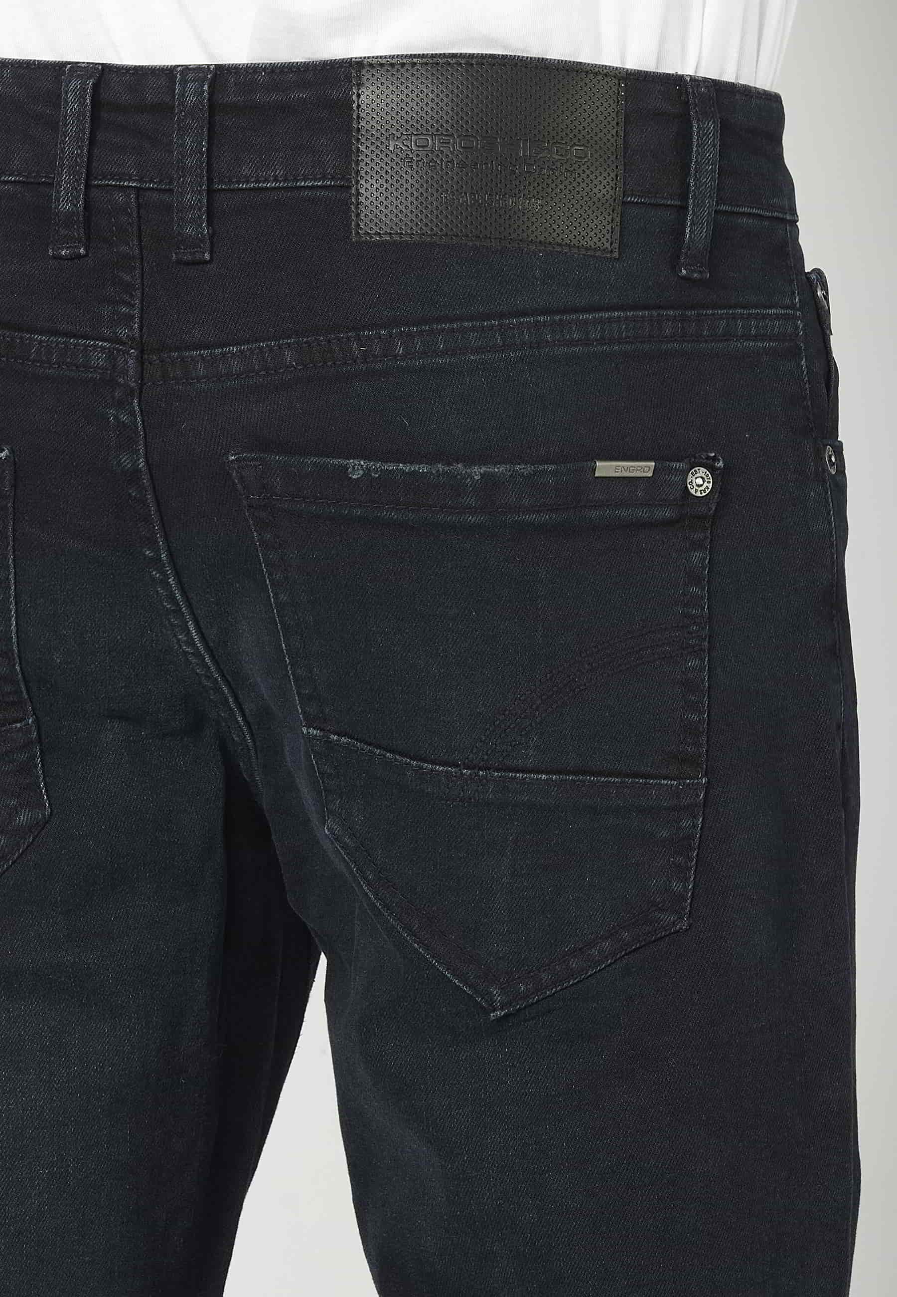 Pantalons llargs jeans strech regular fit amb cinc butxaques color Blau fosc per a Home