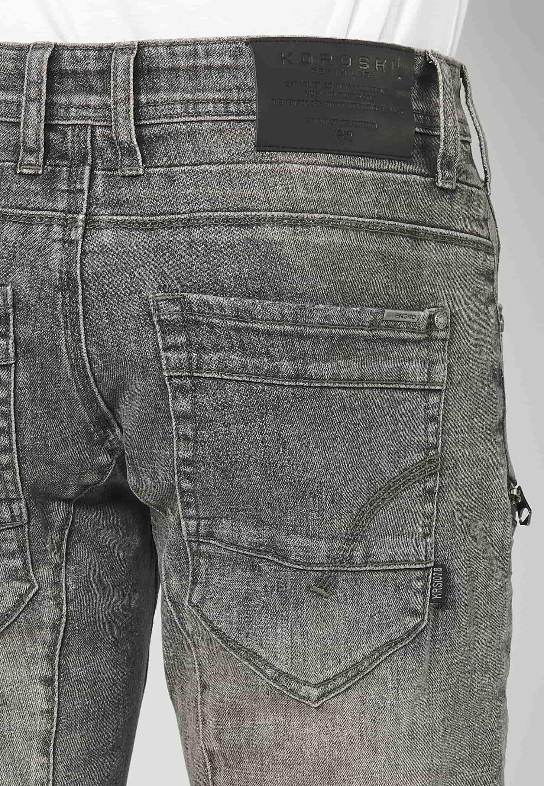 Pantalons llargs workwear regular fit amb sis butxaques color Denim Negre per a Home
