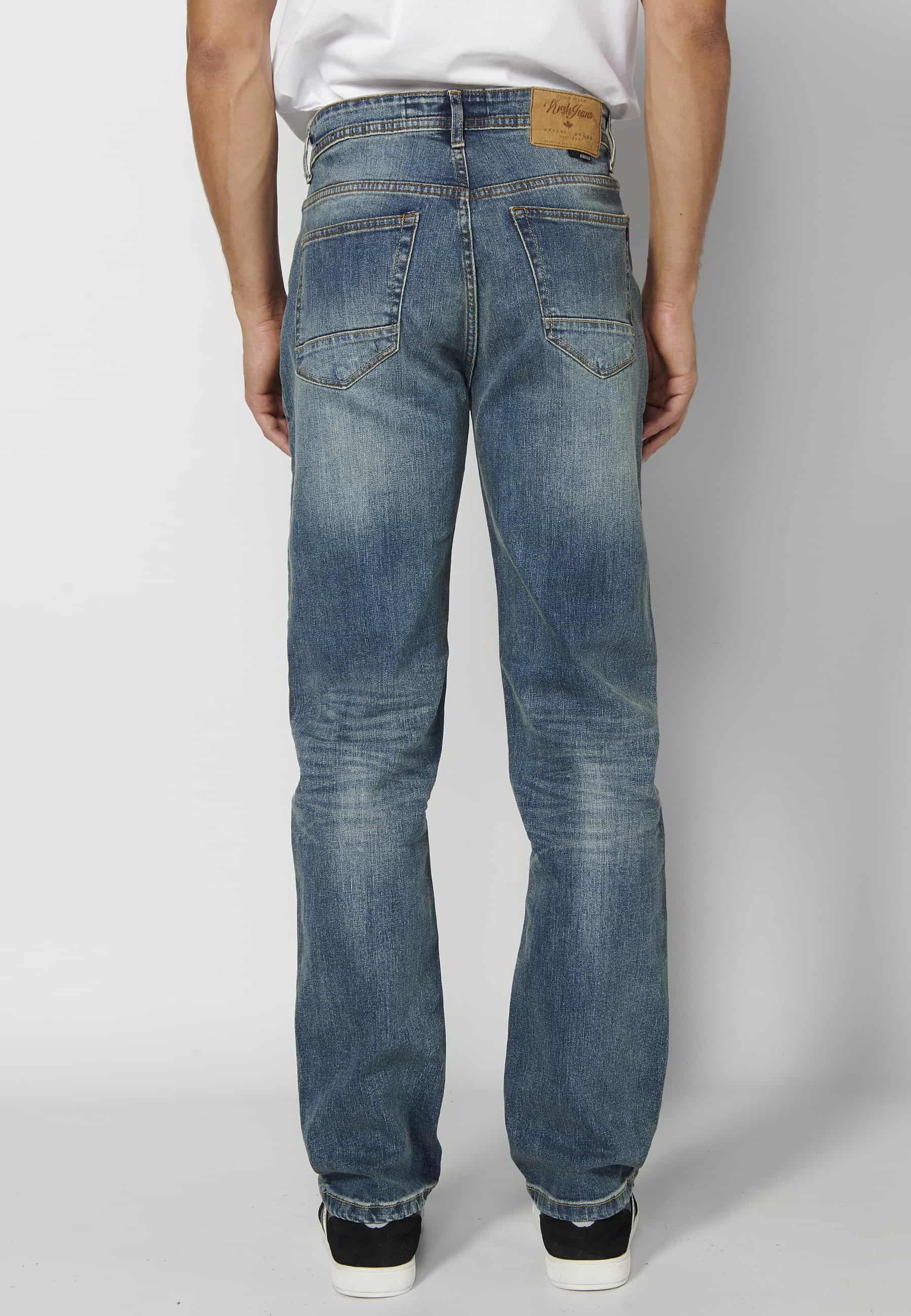 Long comfort fit pants, with five pockets, Light Blue color for Men 3