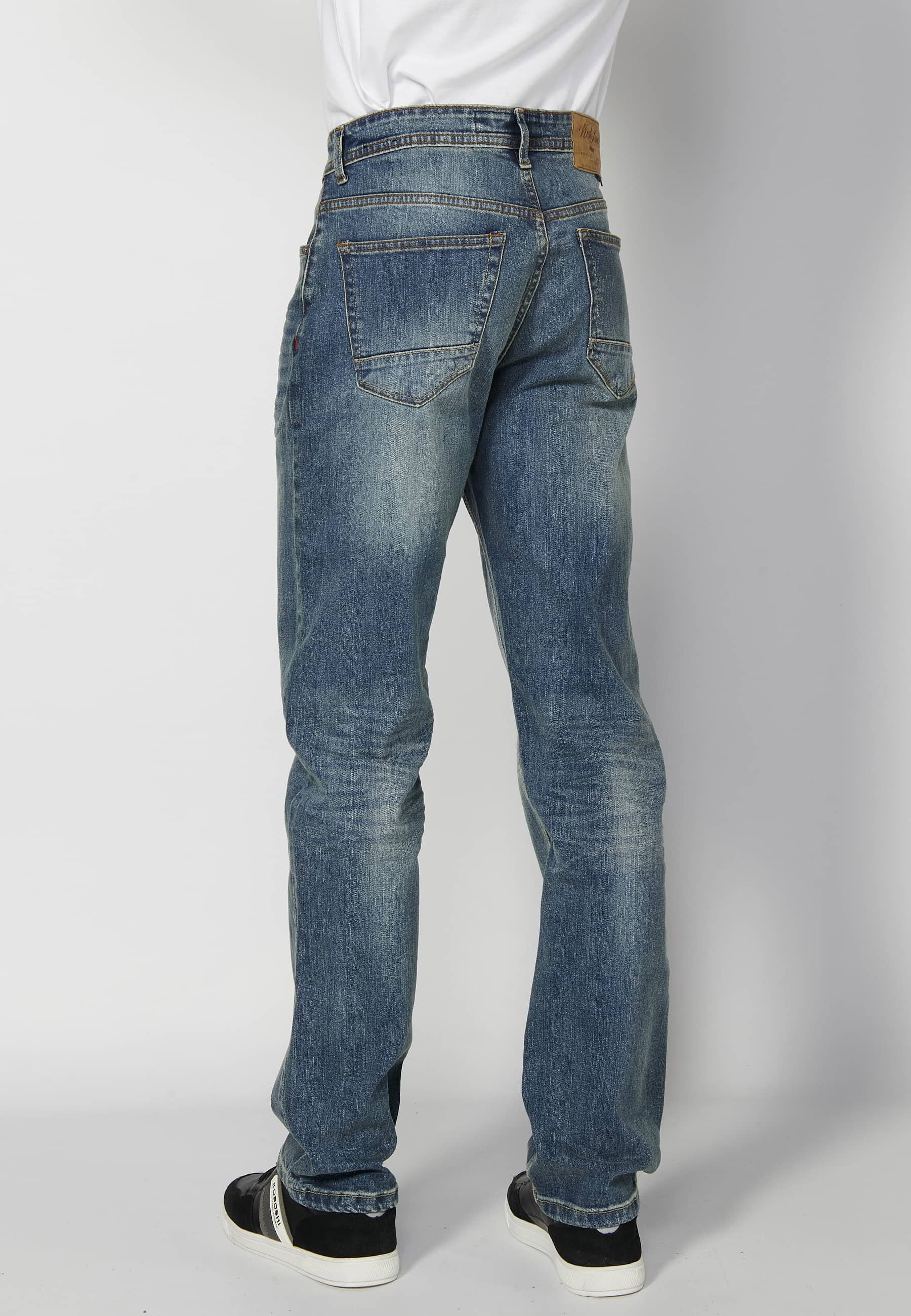 Long comfort fit pants, with five pockets, Light Blue color for Men 2