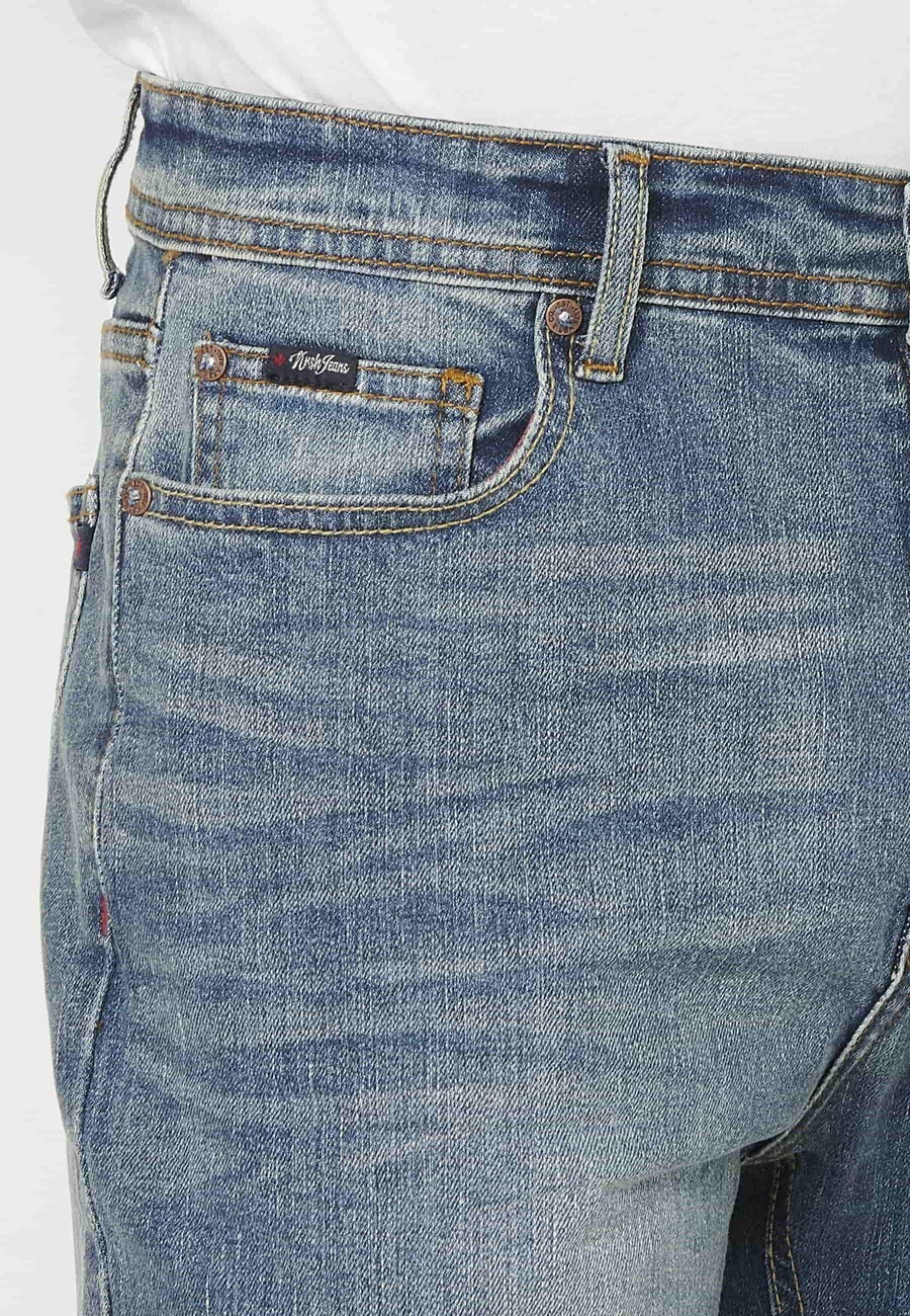 Long comfort fit pants, with five pockets, Light Blue color for Men 6