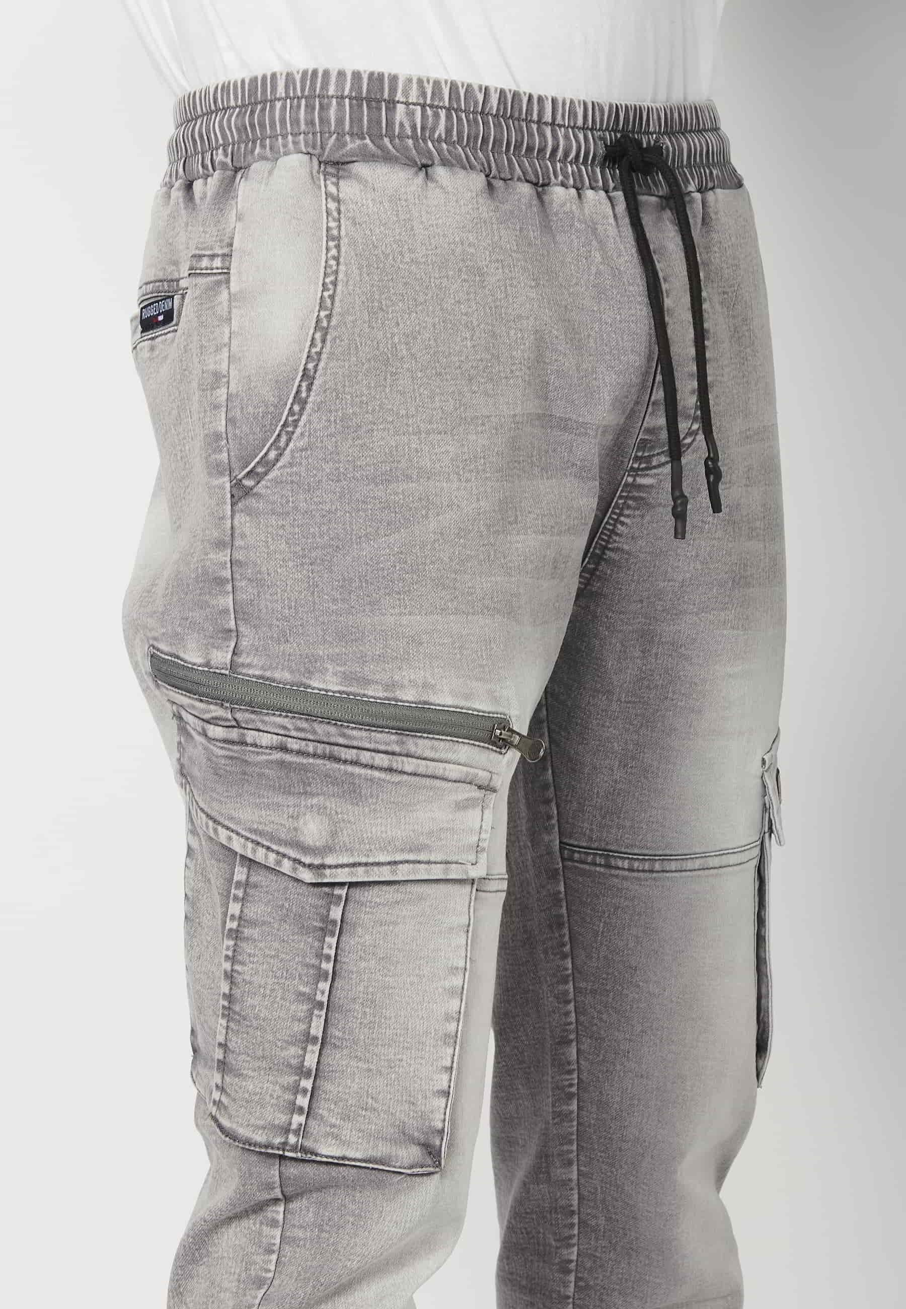 Long jogger pants with rubber finish with four pockets in Gray for Men 4