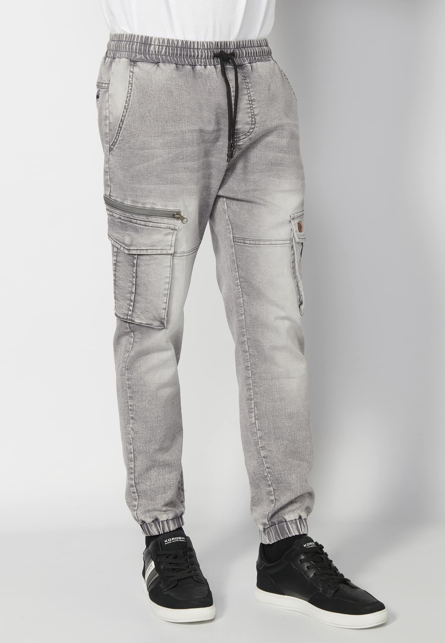Long jogger pants with rubber finish with four pockets in Gray for Men 1