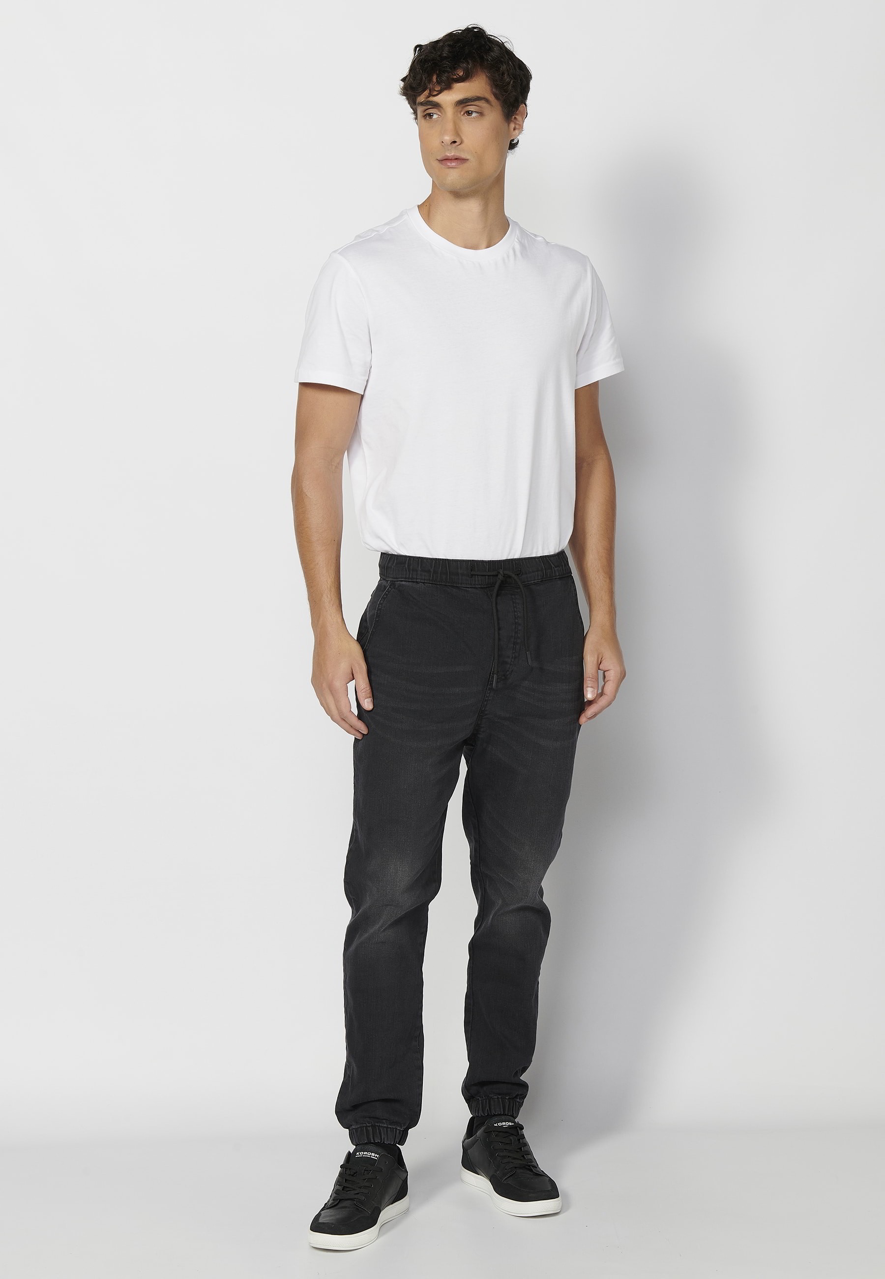 Pantalón Deportivo largo jogger cintura elástica color Negro para Hombre