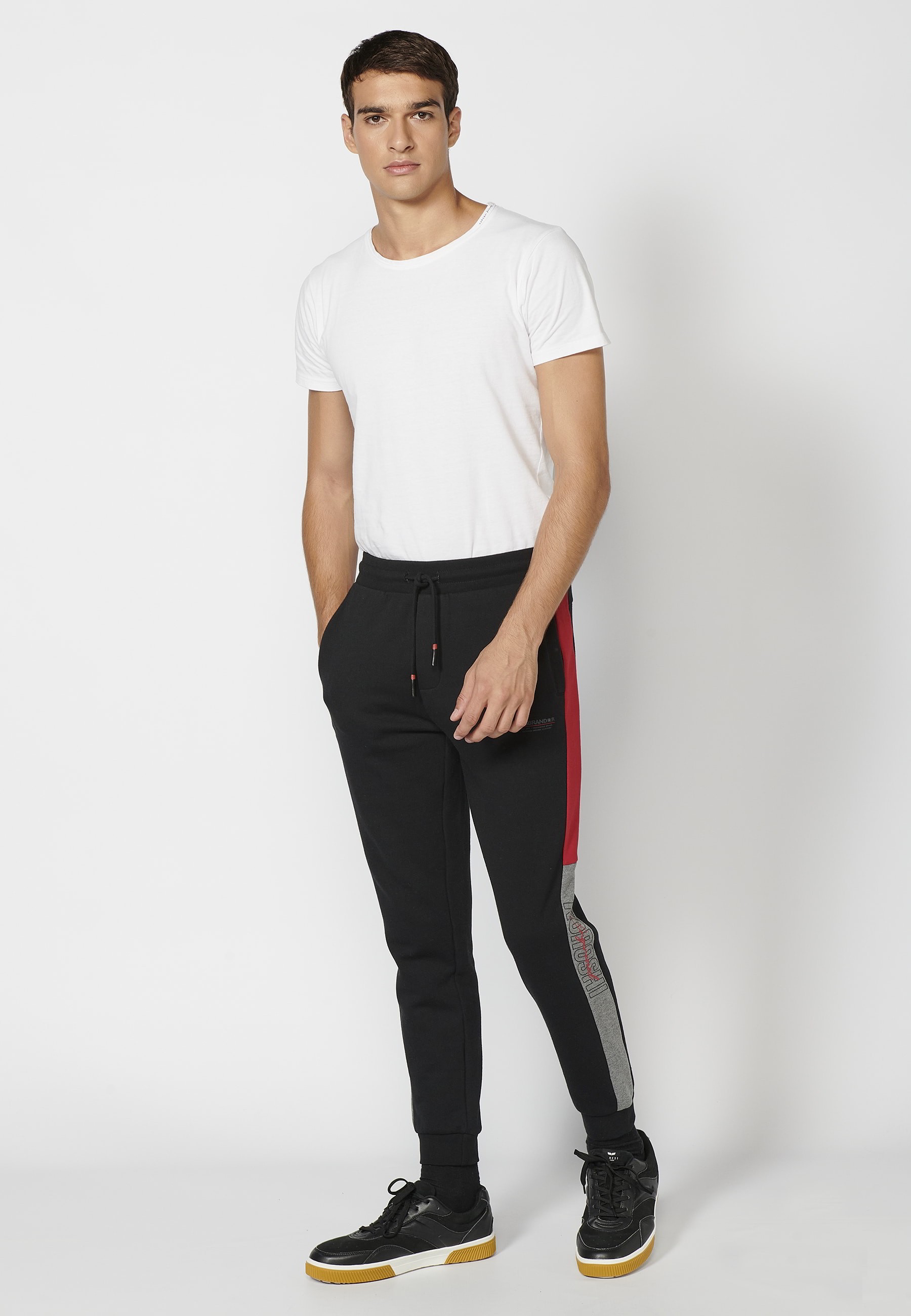 Pantalon de jogging long avec taille élastique réglable, détail