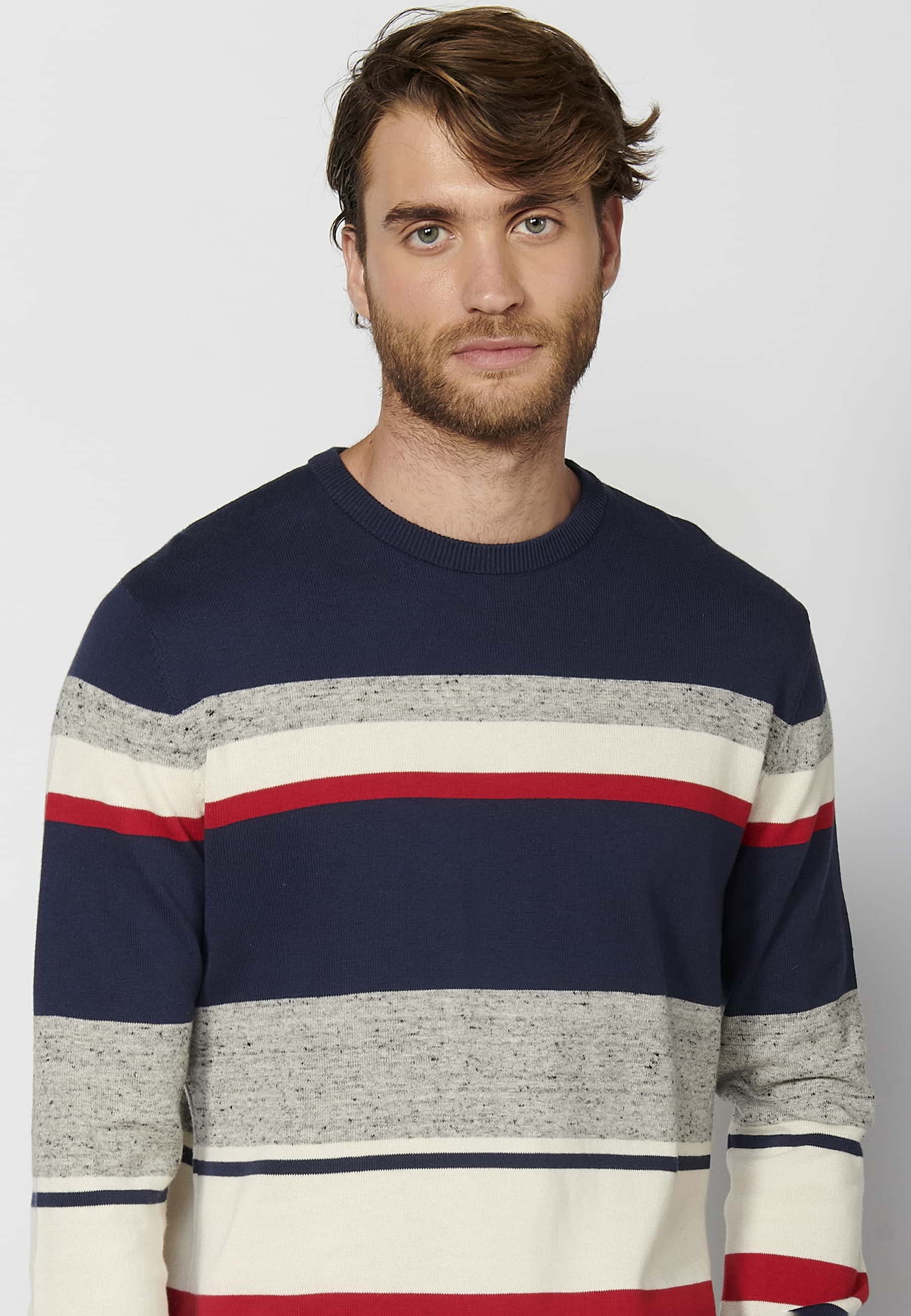 Jersei tricot de màniga llarga amb coll rodó color vermell per a home