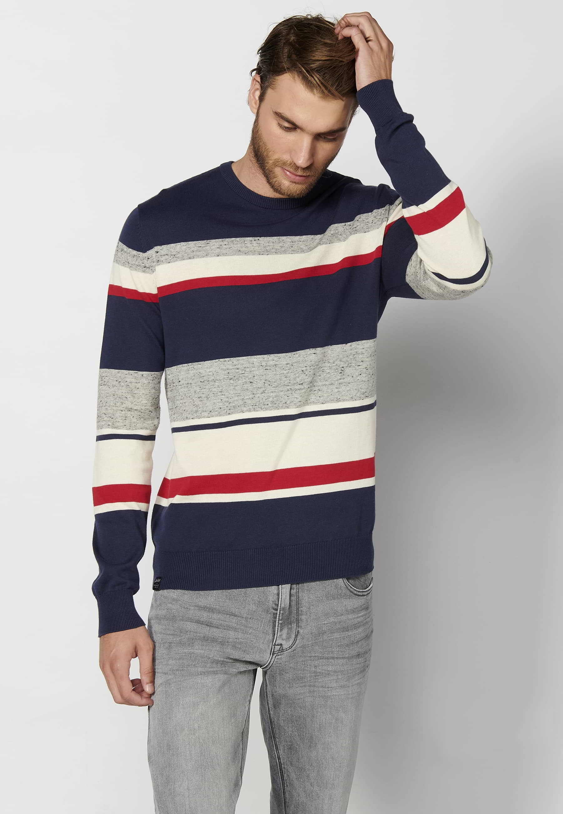 Jersei tricot de màniga llarga amb coll rodó color vermell per a home