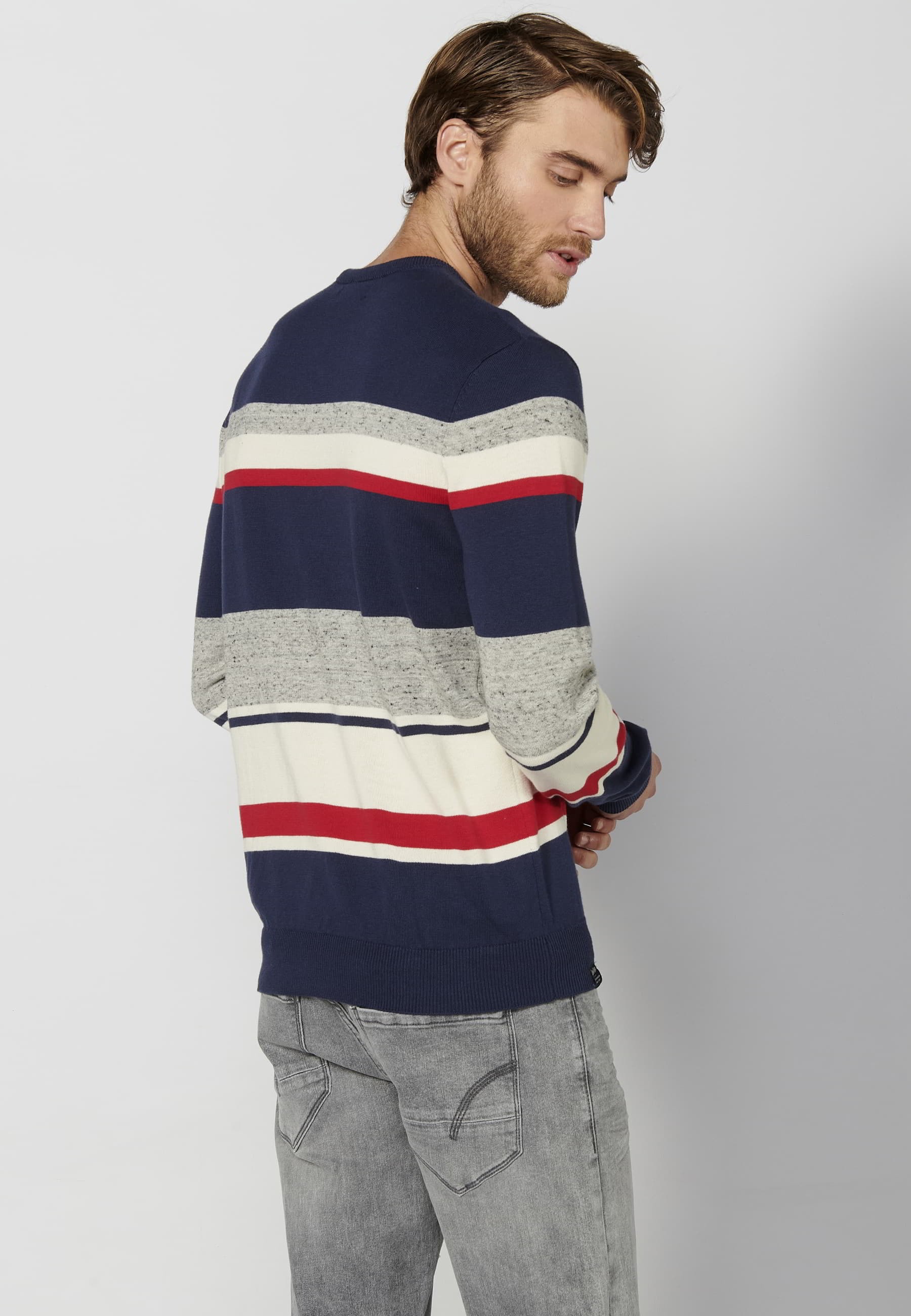 Jersei tricot de màniga llarga amb coll rodó color vermell per a home