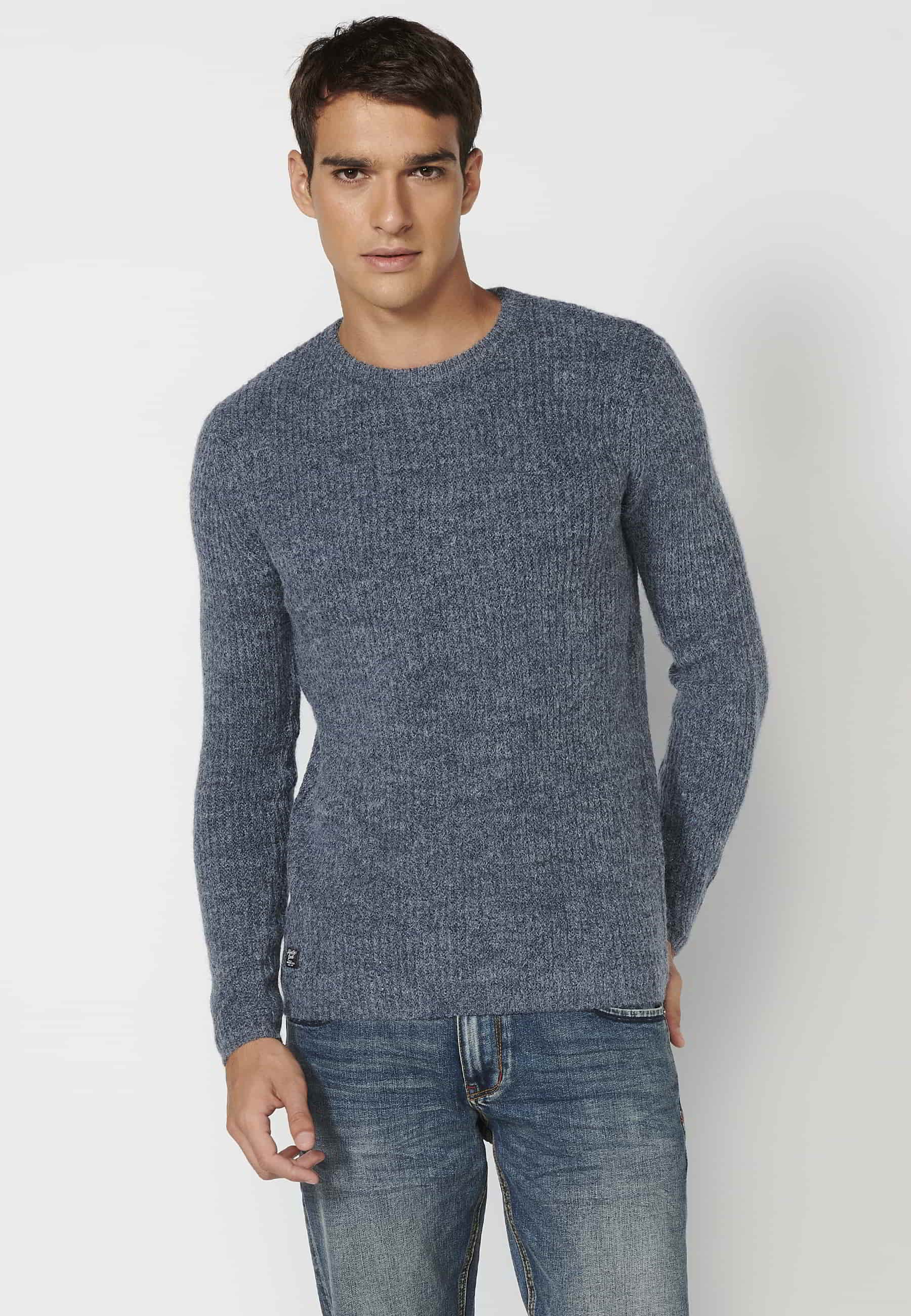 Jersey de punto cuello alto color azul para hombre | Ropa Casual