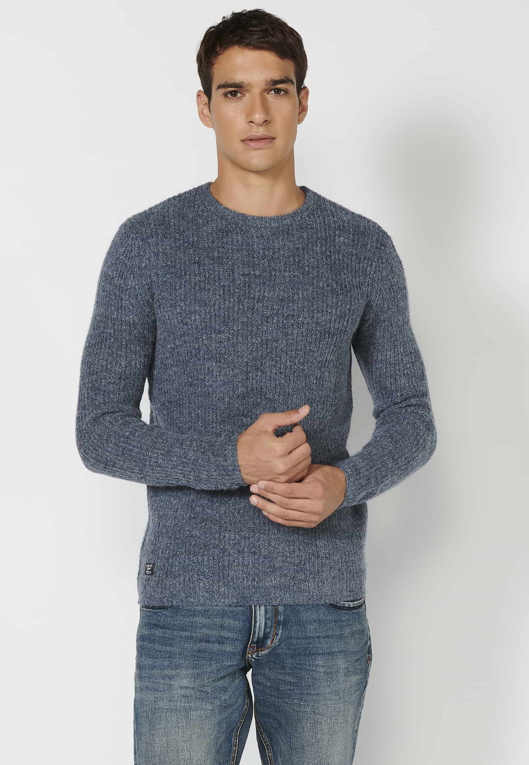 Jersey de punto cuello alto color azul para hombre | Ropa Casual 3