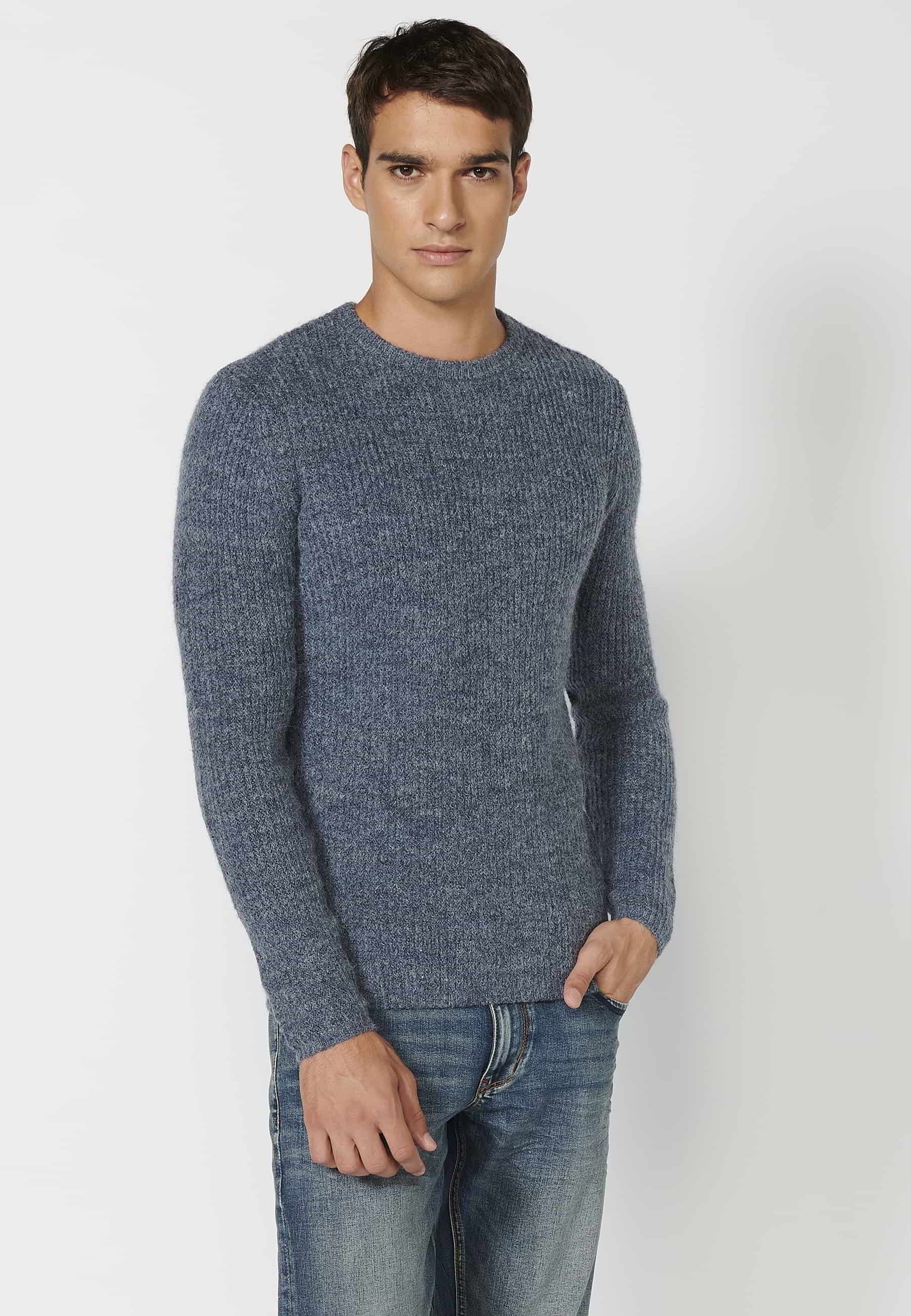 Jersey de punto cuello alto color azul para hombre | Ropa Casual 2
