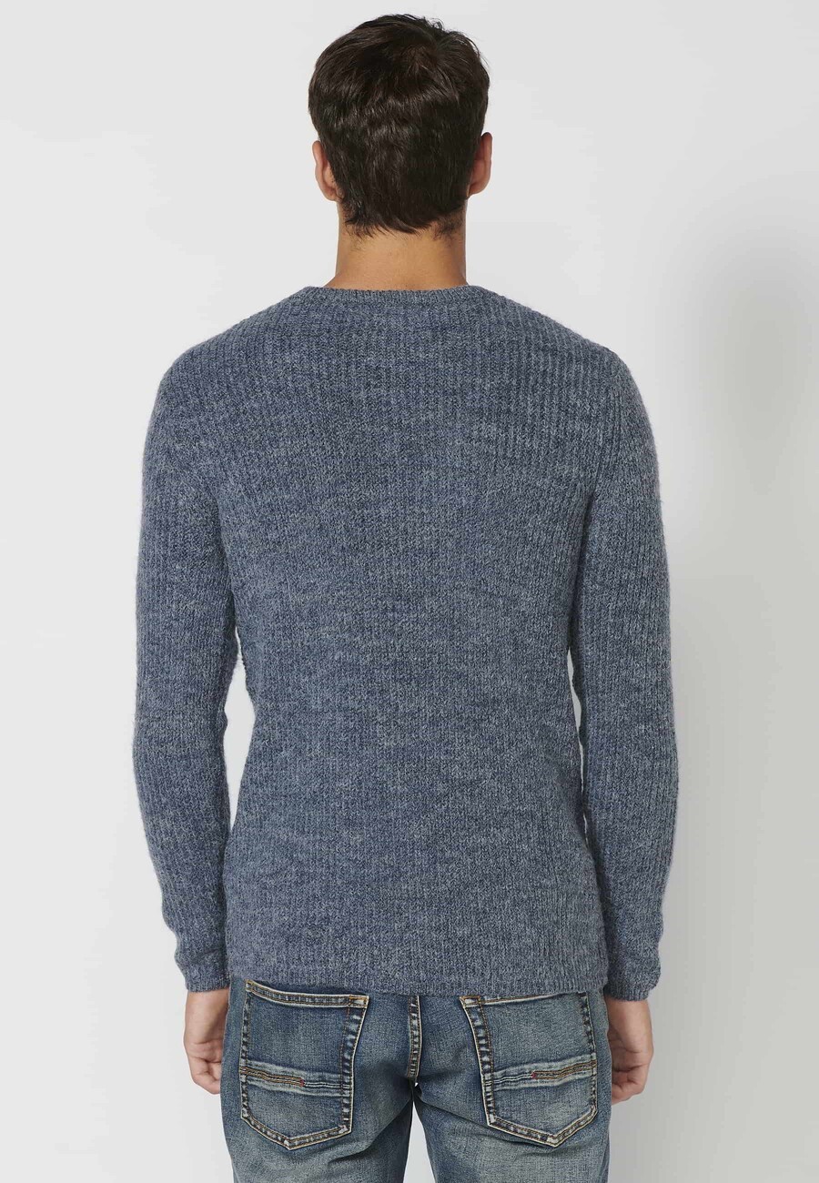 Jersey de punto cuello alto color azul para hombre | Ropa Casual 6