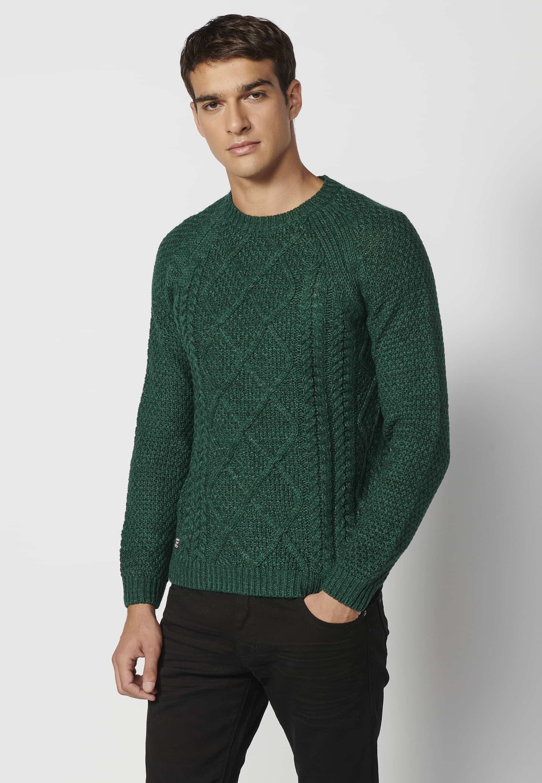 Jersey manga larga texturizado color Verde Oscuro para Hombre