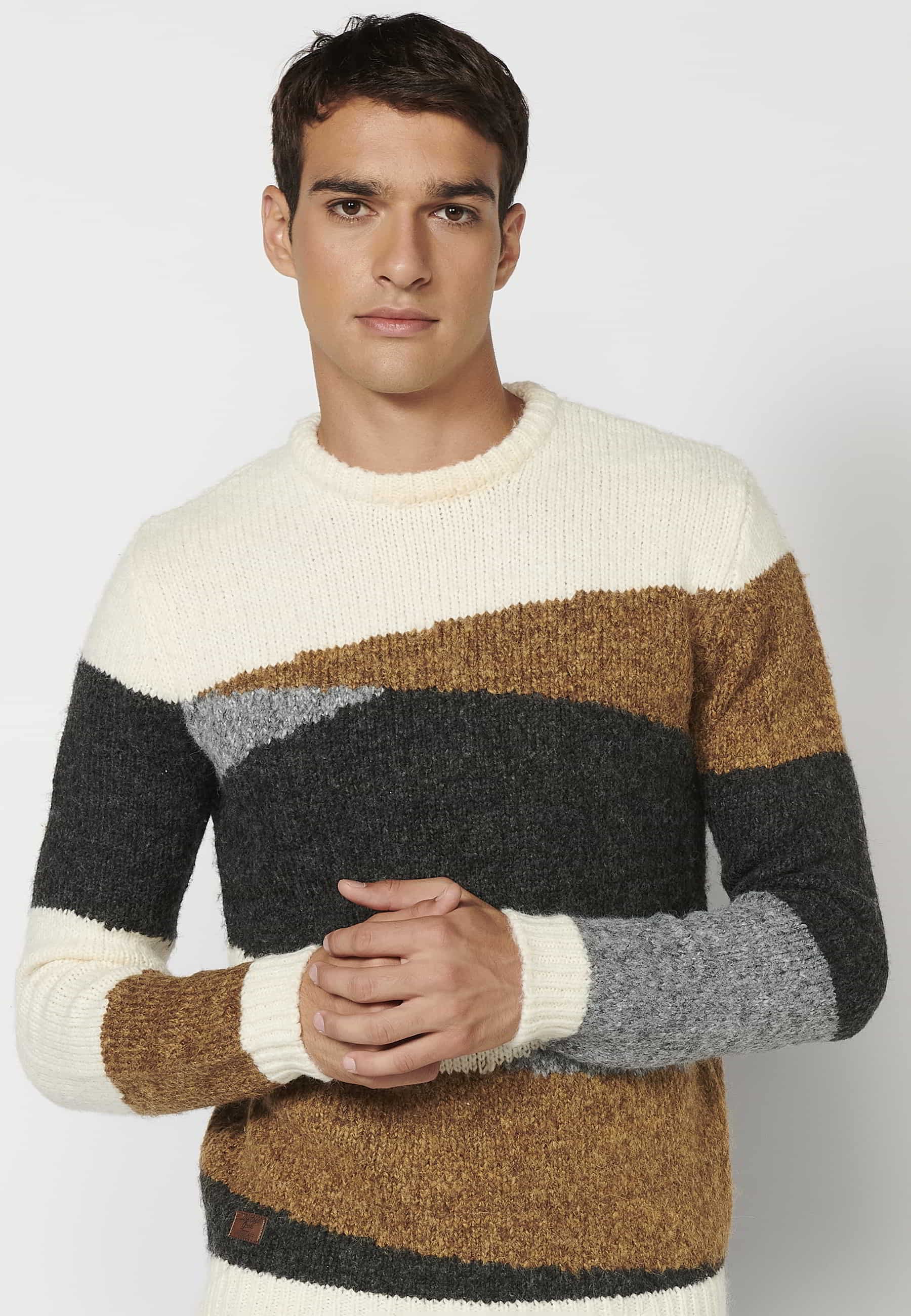 Jersei màniga llarga coll rodó a ratlles multicolor per a Home 4