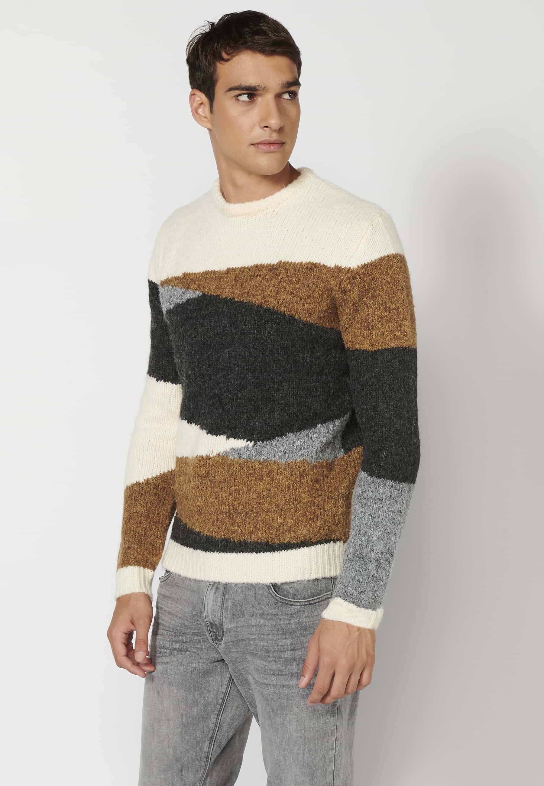 Jersei màniga llarga coll rodó a ratlles multicolor per a Home 2