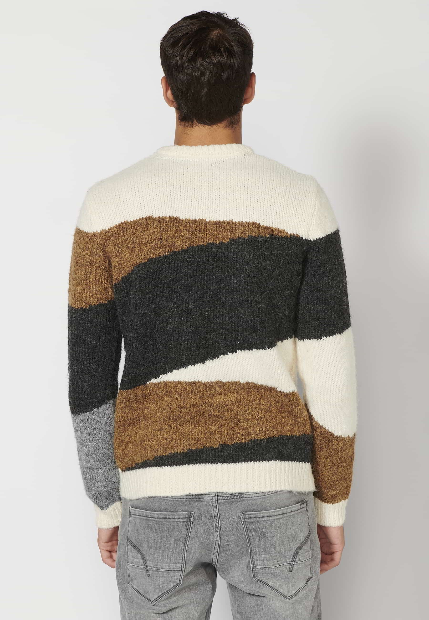 Jersei màniga llarga coll rodó a ratlles multicolor per a Home 5