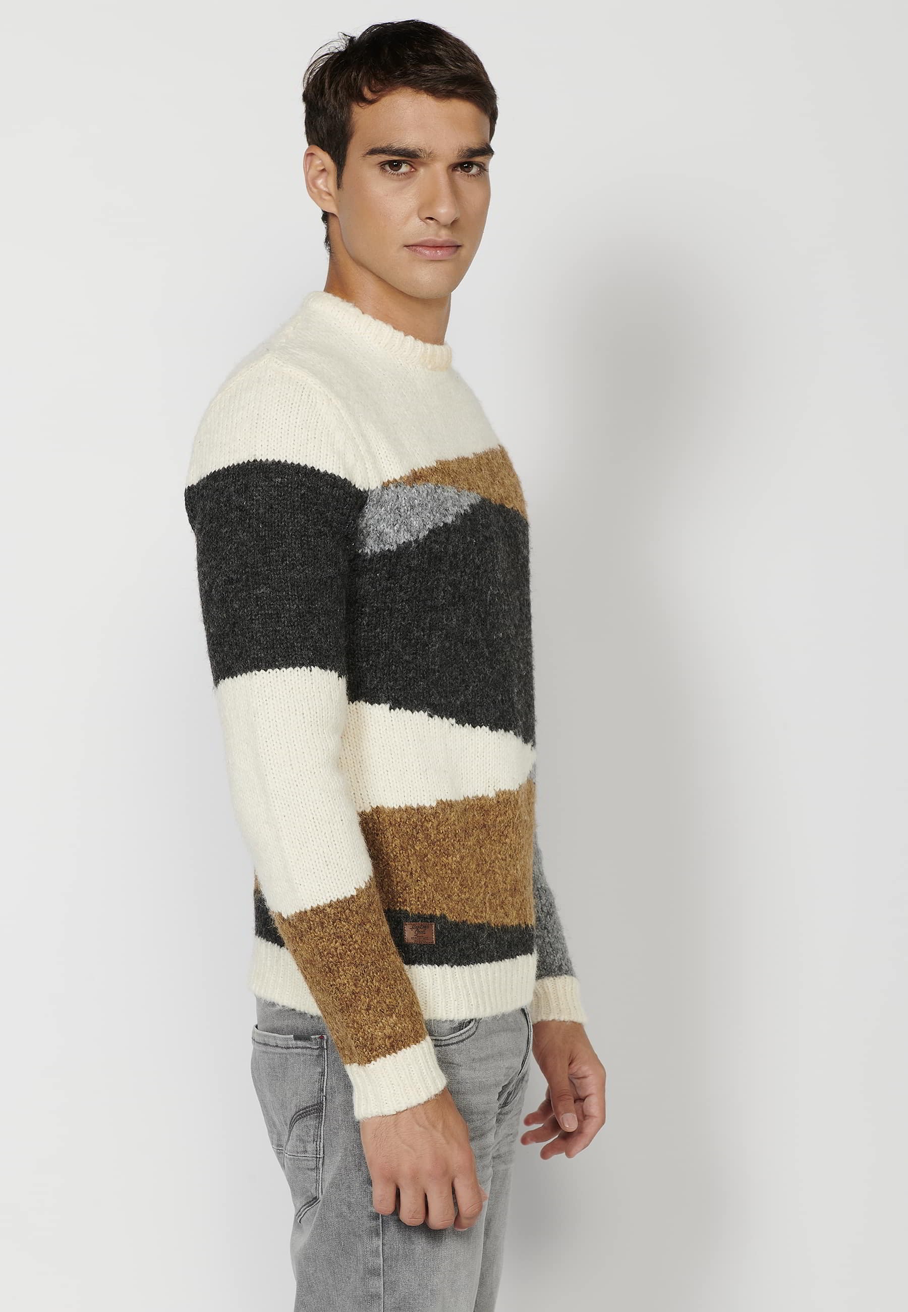 Jersei màniga llarga coll rodó a ratlles multicolor per a Home 3