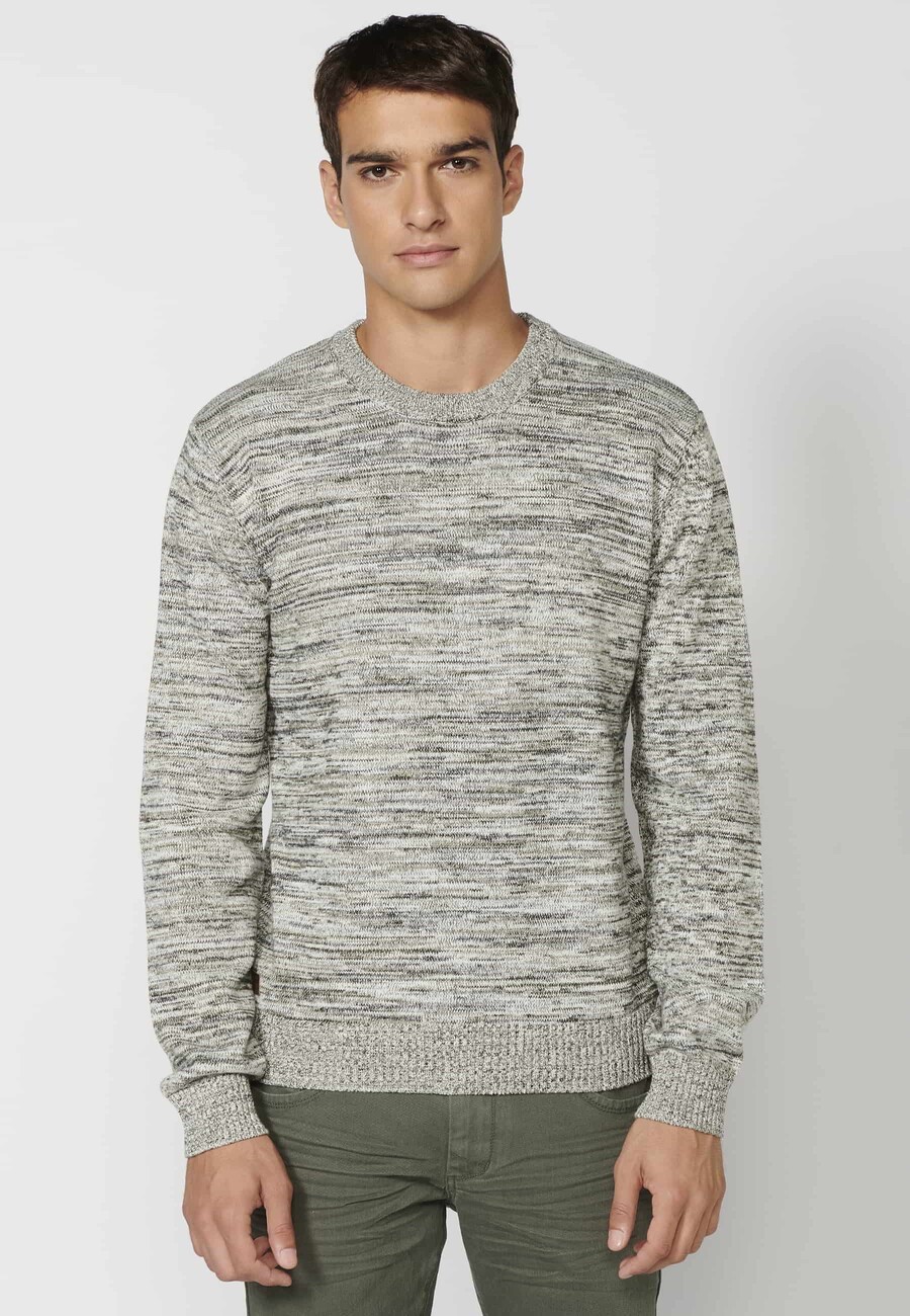 Gray heather round neck long sleeve knitted sweater for Men 6
