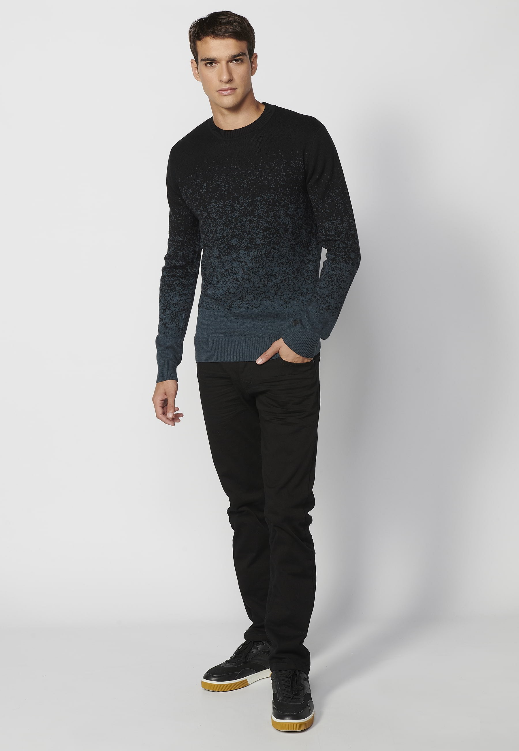 Jersei de punt, coll rodó color blau fosc per a Home