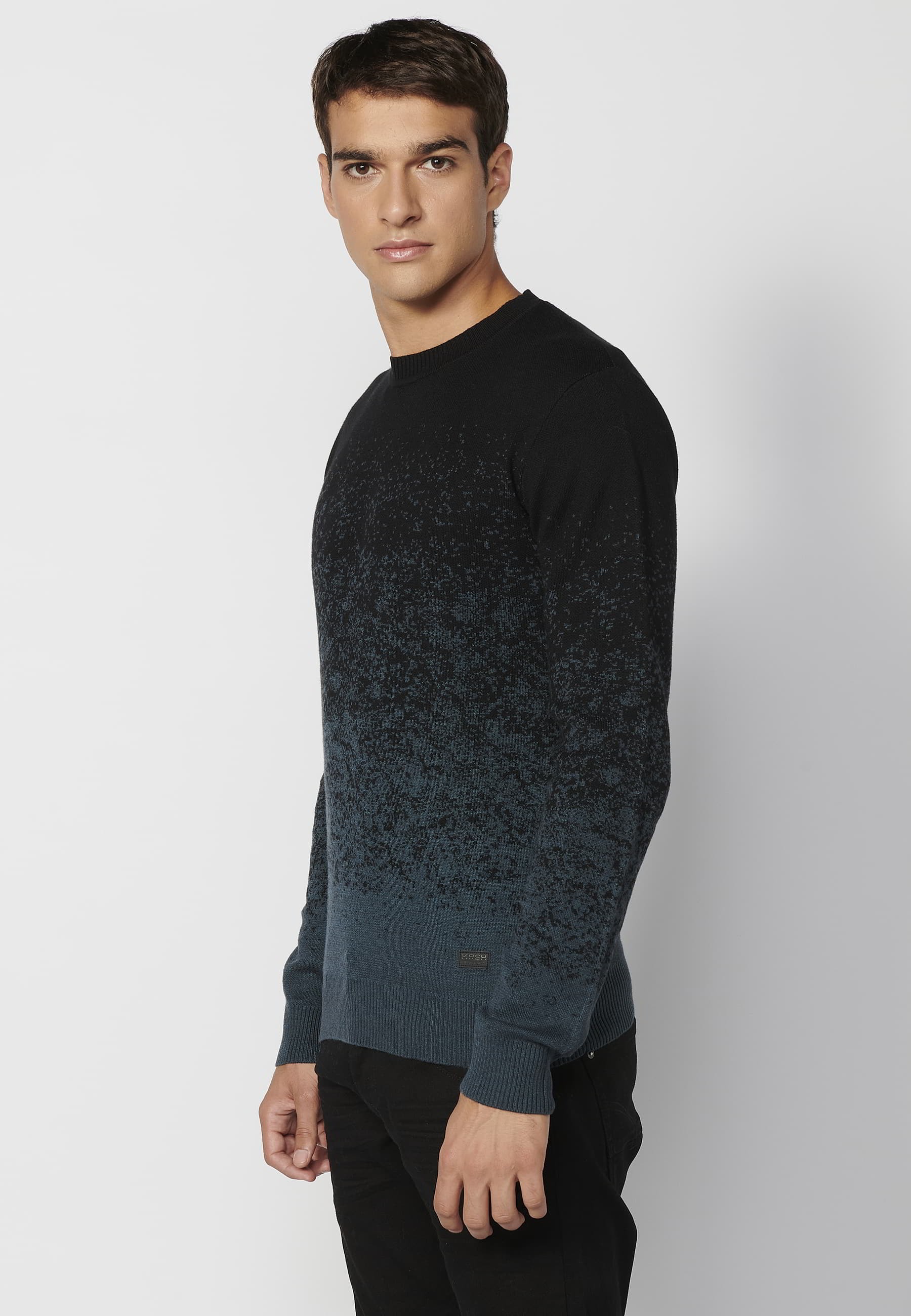 Jersei de punt, coll rodó color blau fosc per a Home