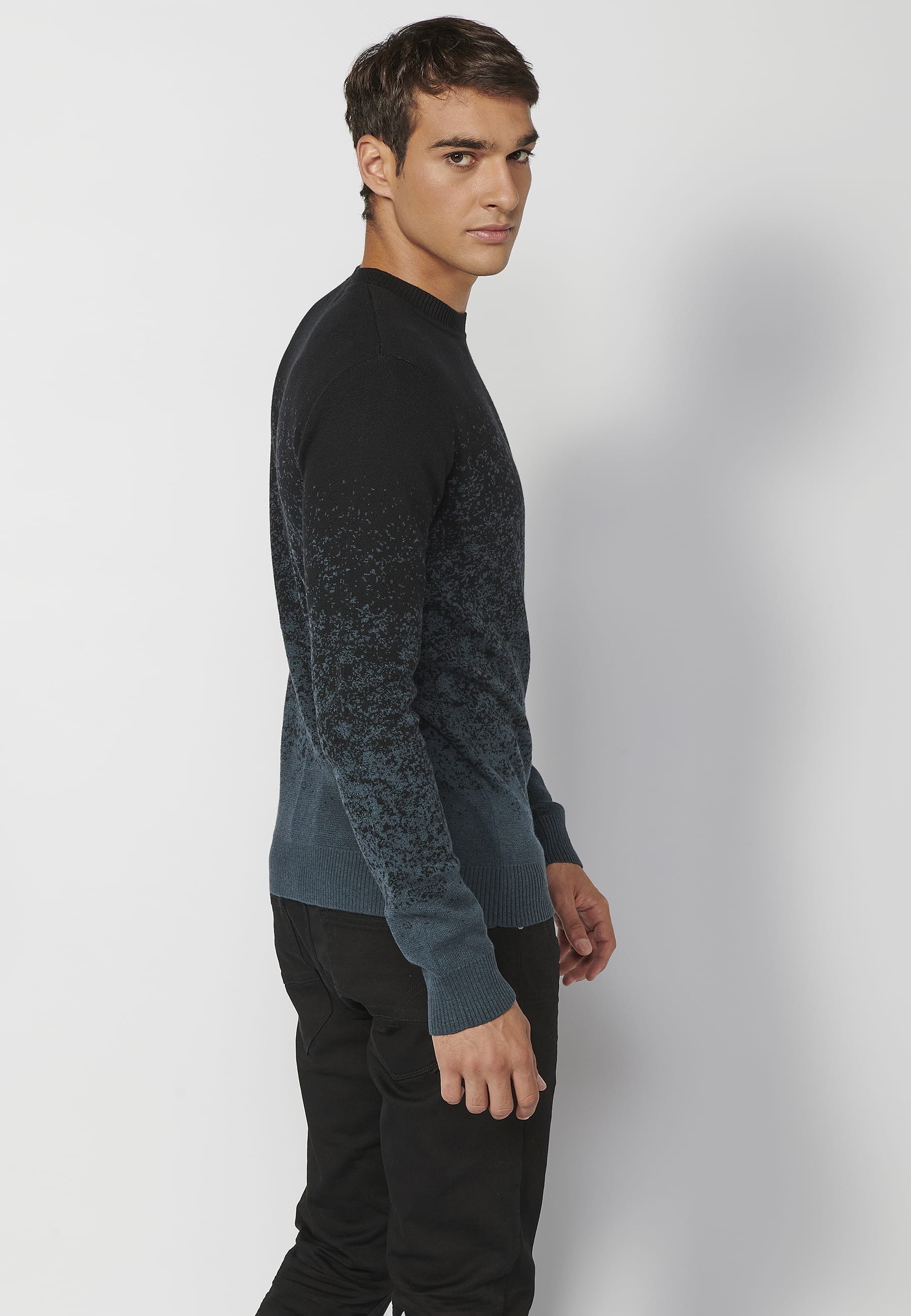 Jersei de punt, coll rodó color blau fosc per a Home