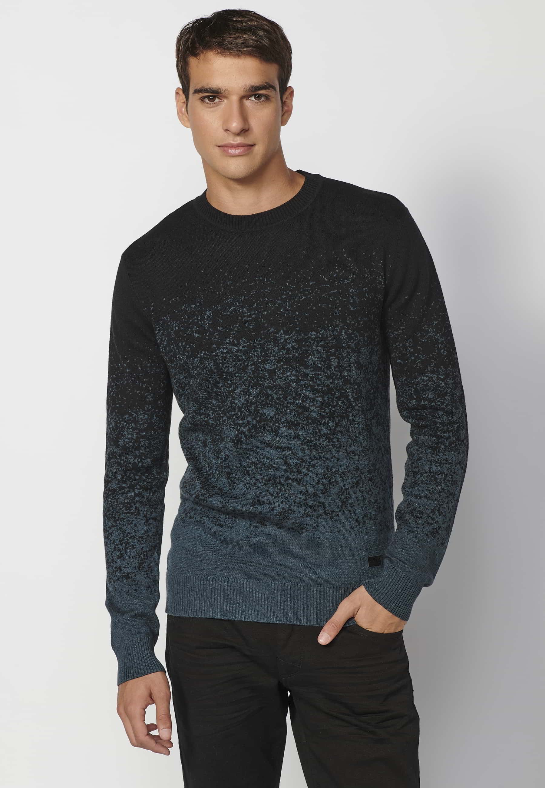 Jersei de punt, coll rodó color blau fosc per a Home