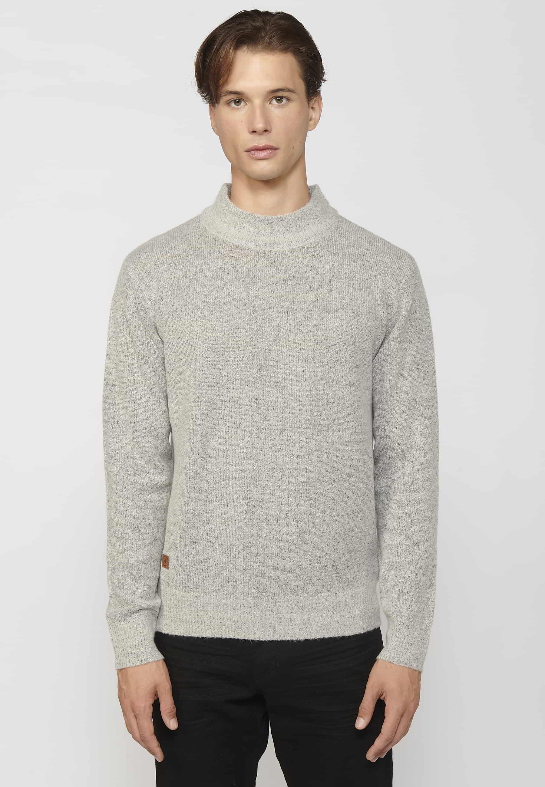 Jersey de punto de cuello alto redondo color gris para hombre | Ropa Casual