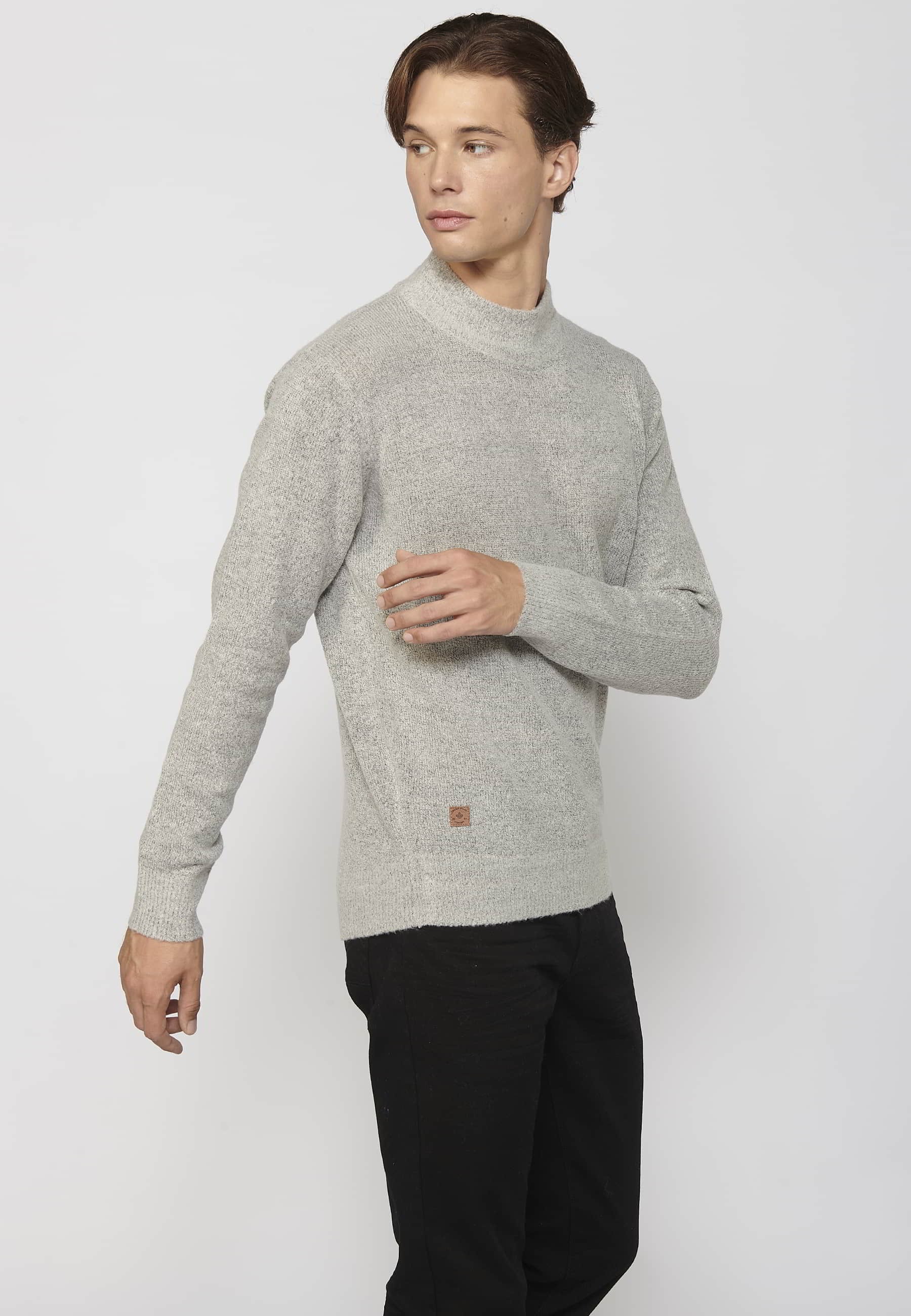 Jersey de punto de cuello alto redondo color gris para hombre | Ropa Casual