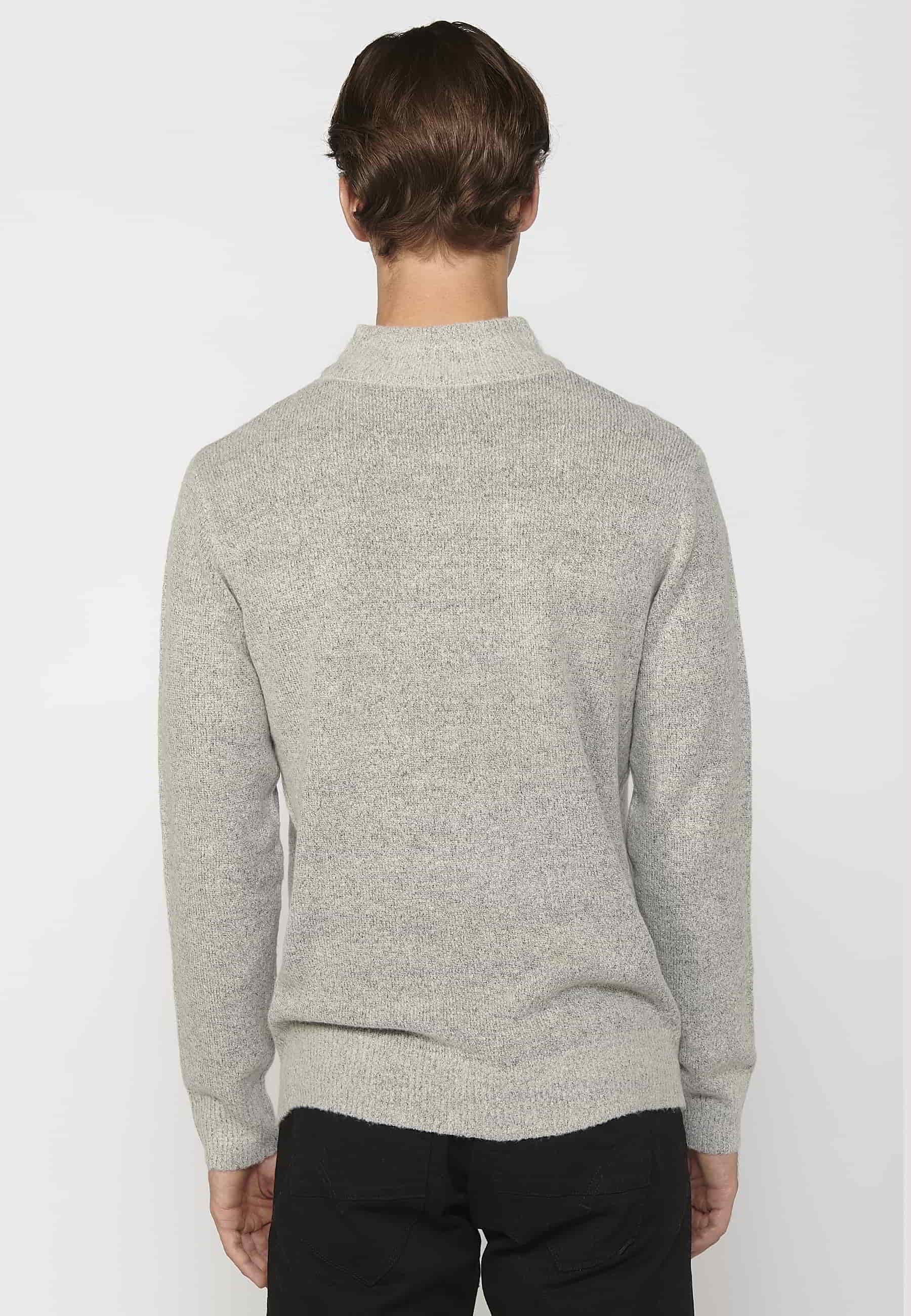 Jersey de punto de cuello alto redondo color gris para hombre | Ropa Casual