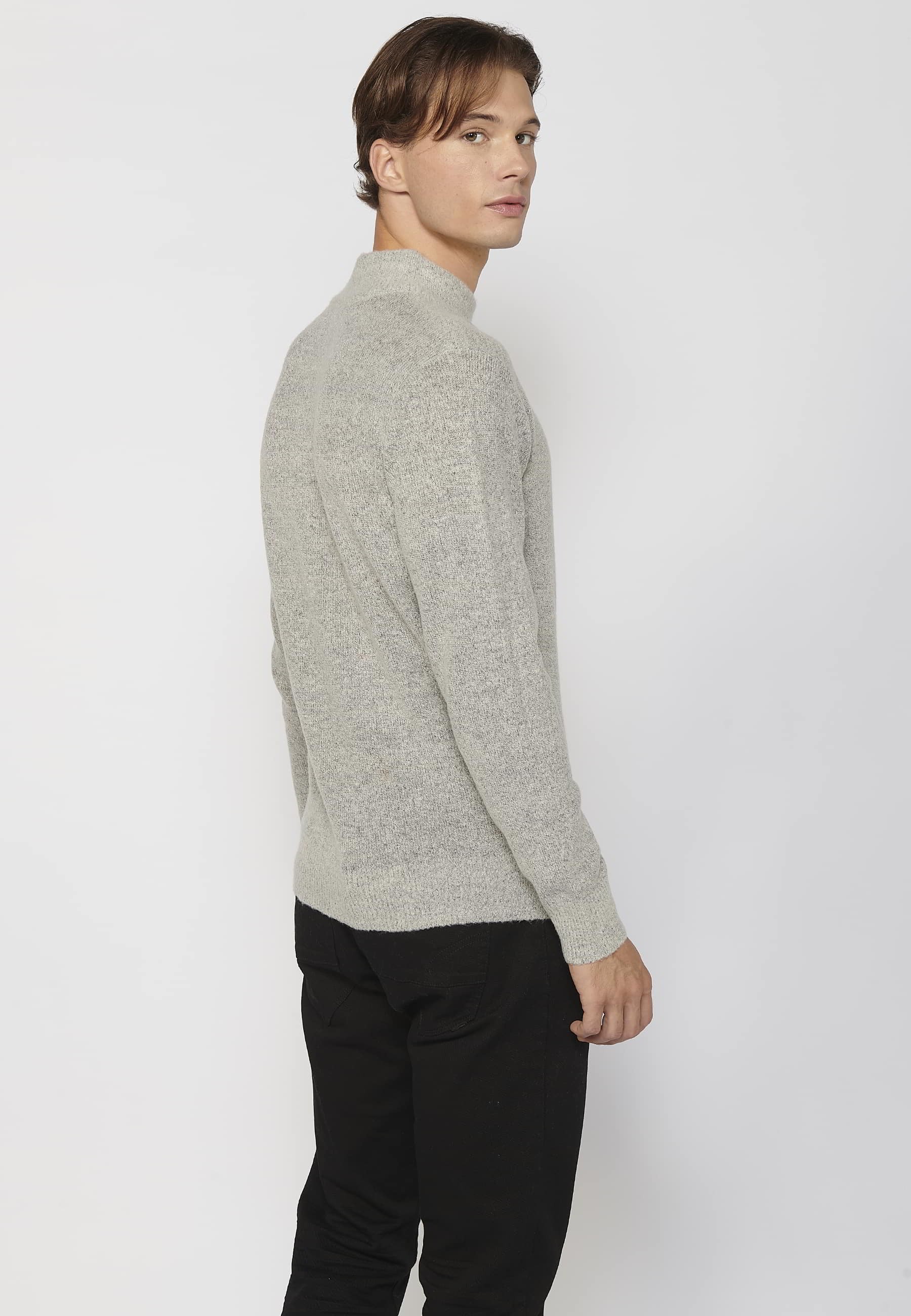 Jersey de punto de cuello alto redondo color gris para hombre | Ropa Casual