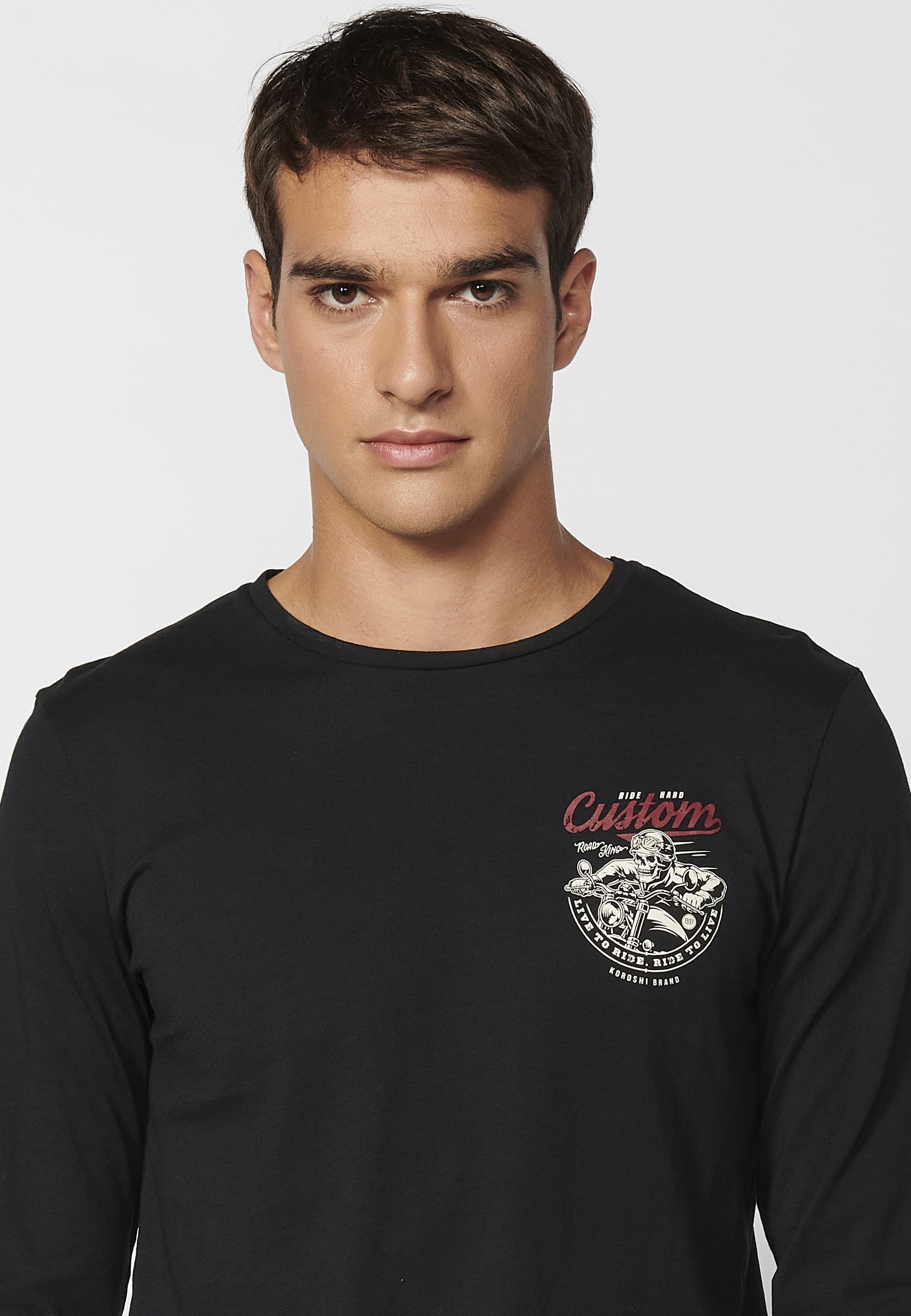 Pijama largo de algodón color negro para hombres | Ropa Casual
