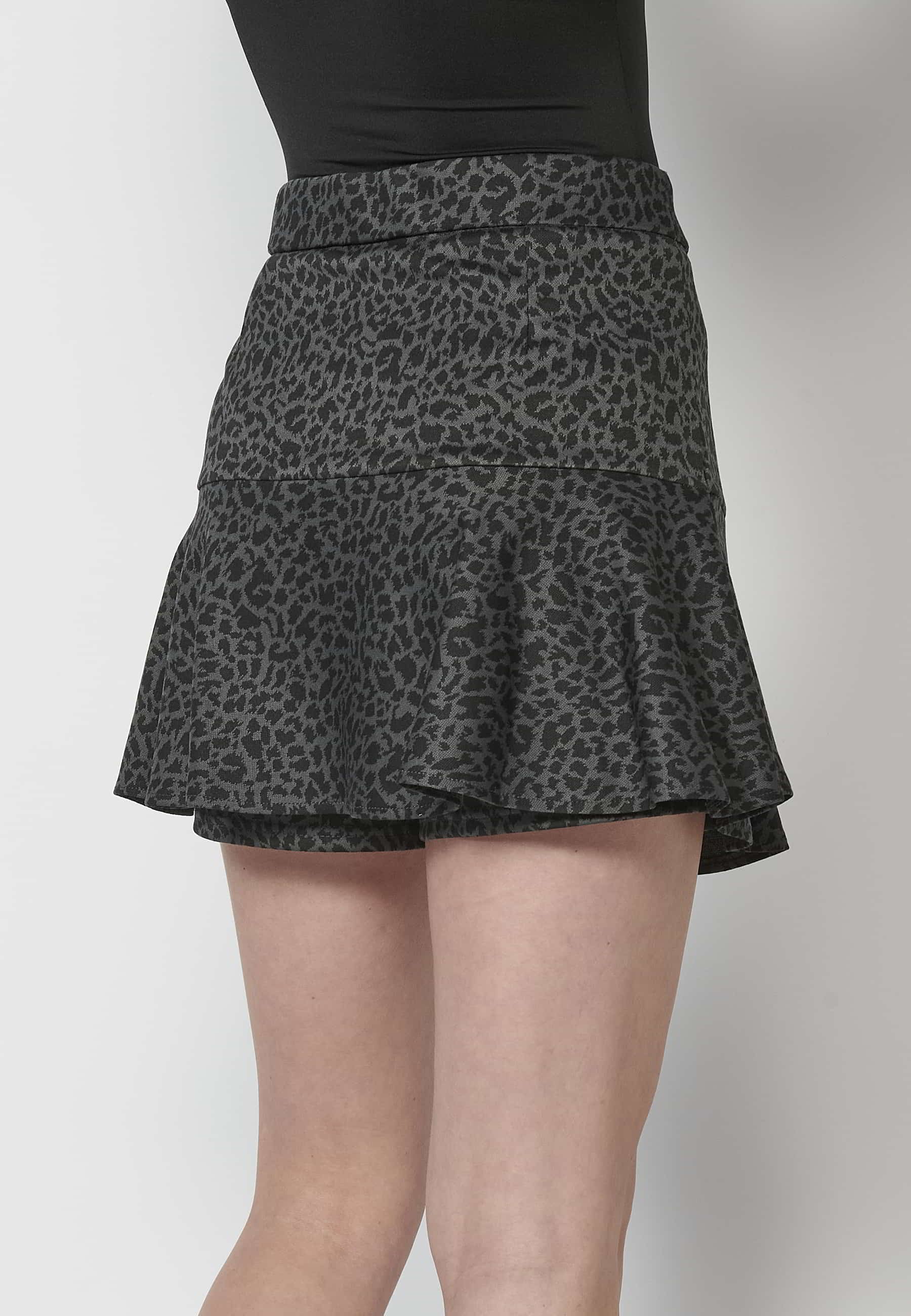 Falda pantalón corta animal print color Negro para Mujer