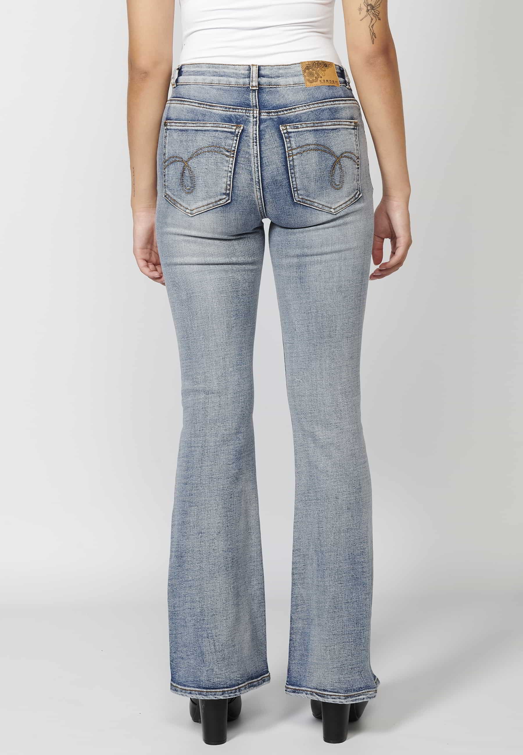 Pantalon évasé long bleu clair pour femme